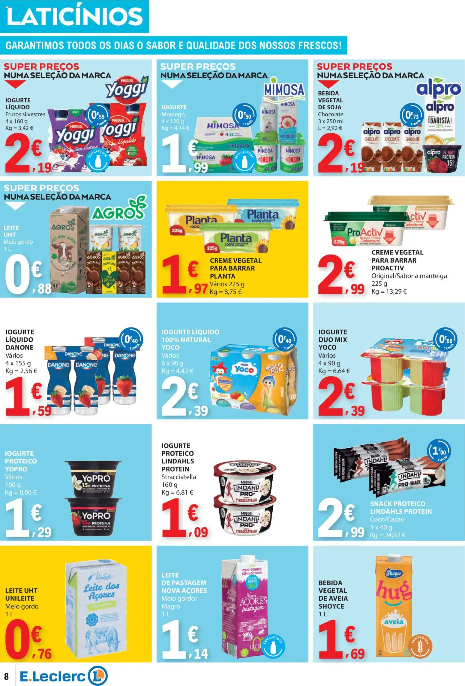 E.Leclerc folheto │ válido de 02.01.2026 | Página: 8 | Produtos: Soja, Iogurte, Iogurte liquido, Bebida