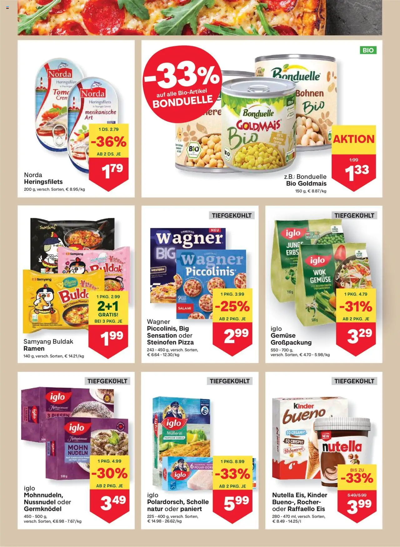 MPREIS Absam gültig ab 13.08.2025 | Seite: 6 | Produkte: Eis, Gemüse, Pizza, Nudeln
