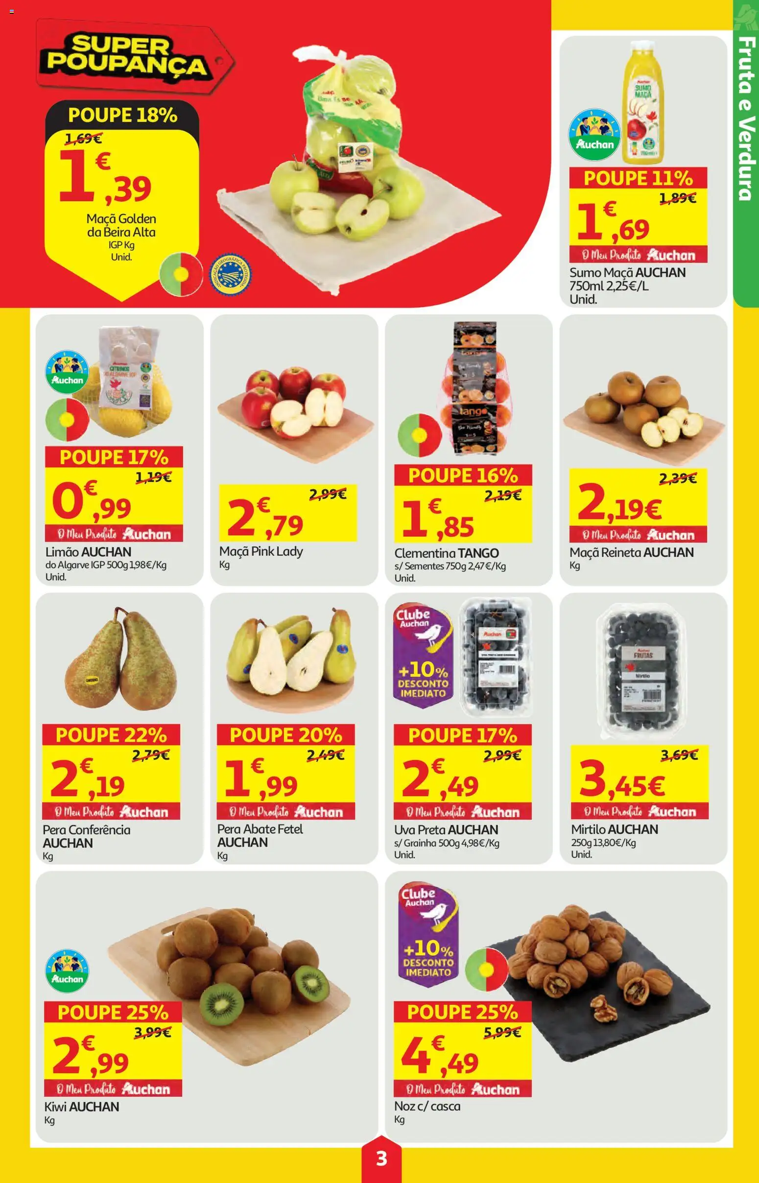 Auchan folheto │ válido de 09.04.2026 | Página: 3 | Produtos: Maça, Sumo, Kiwi
