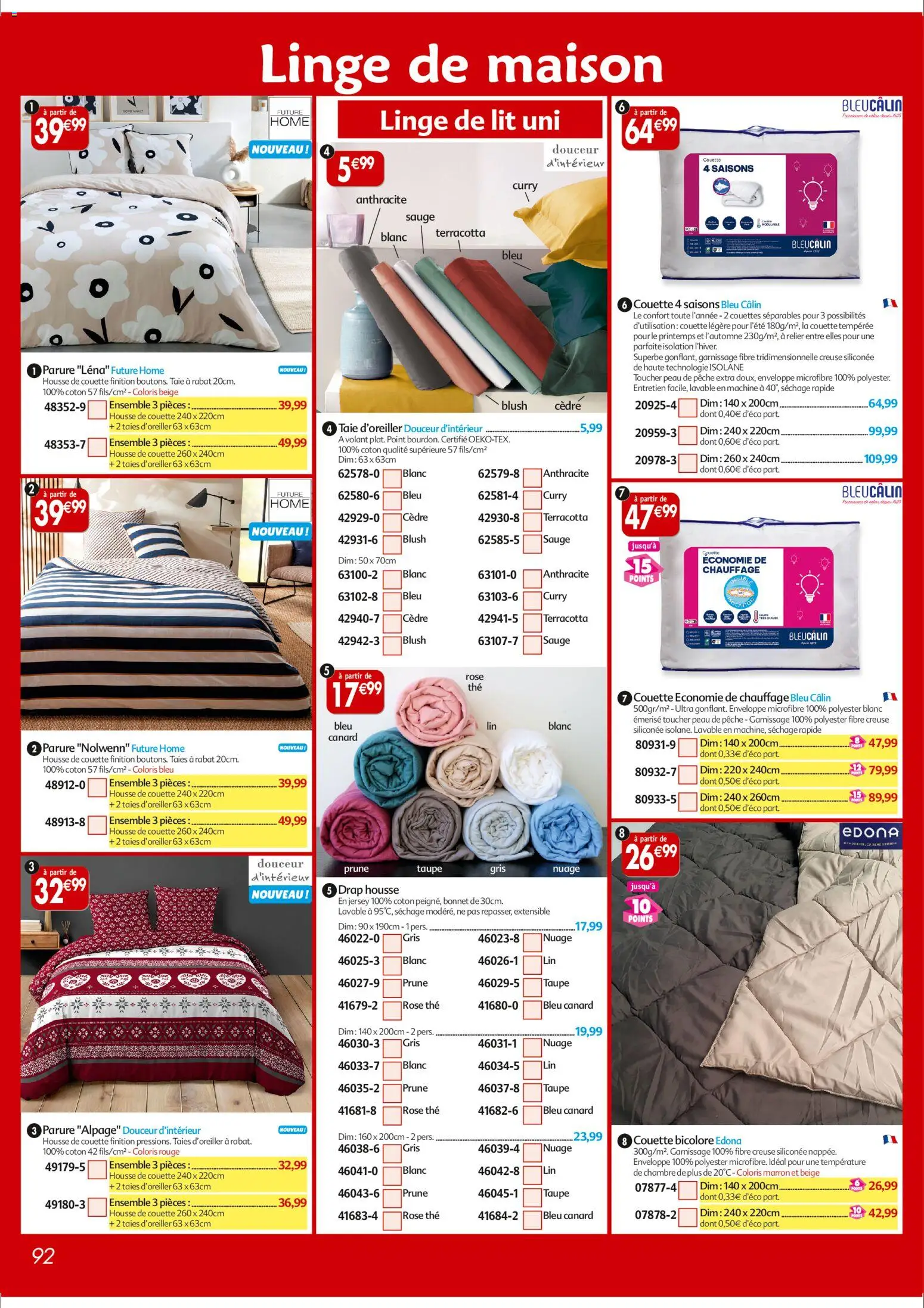 {H1} | Page: 92 | Produits: Prune, Coton, Curry, Lit