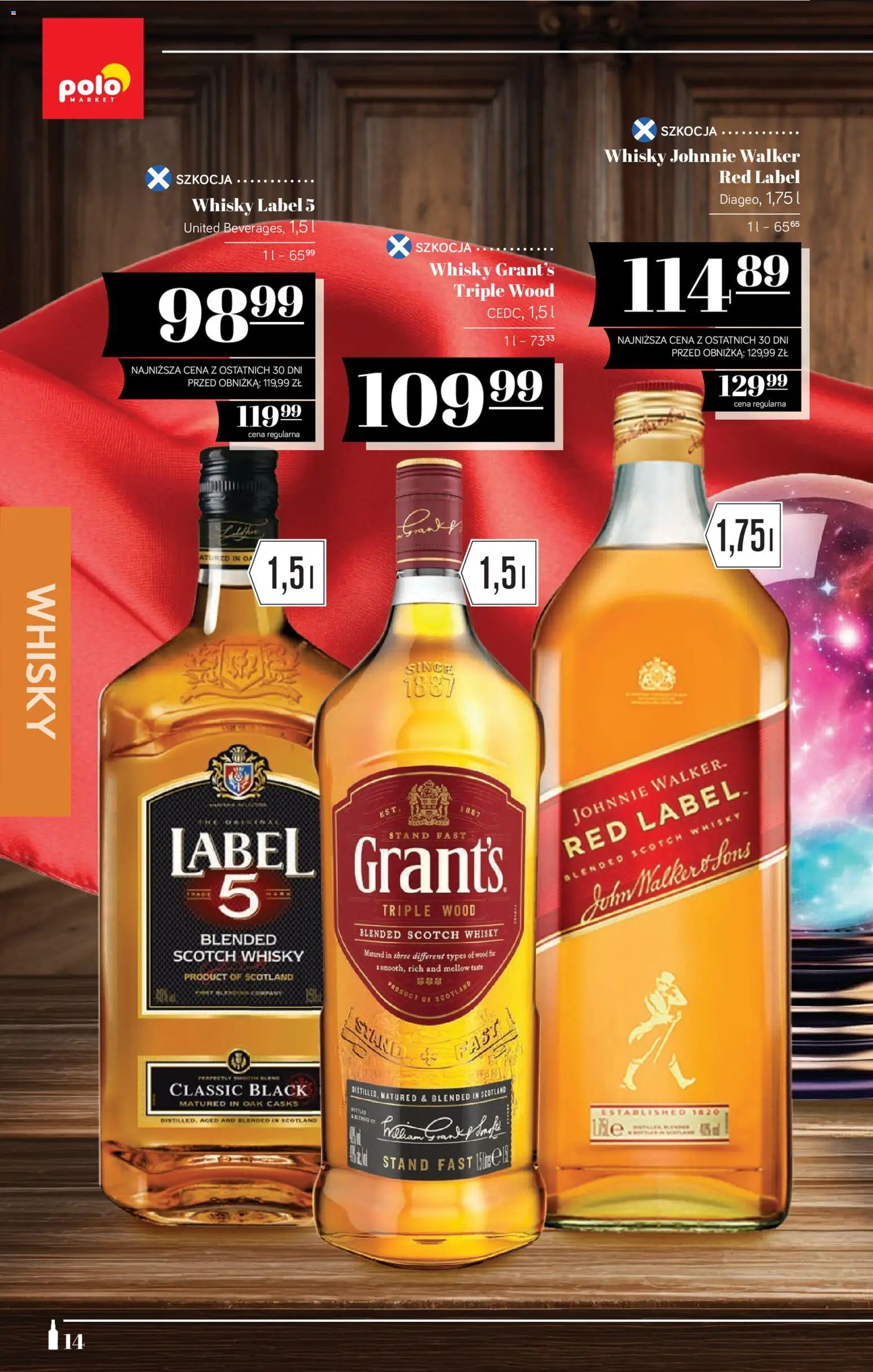 POLOmarket Katalog - Alkoholi od 14.11.2025 | Strona: 14 | Produkty: Grant's, Whisky Label 5, Red label, Whisky