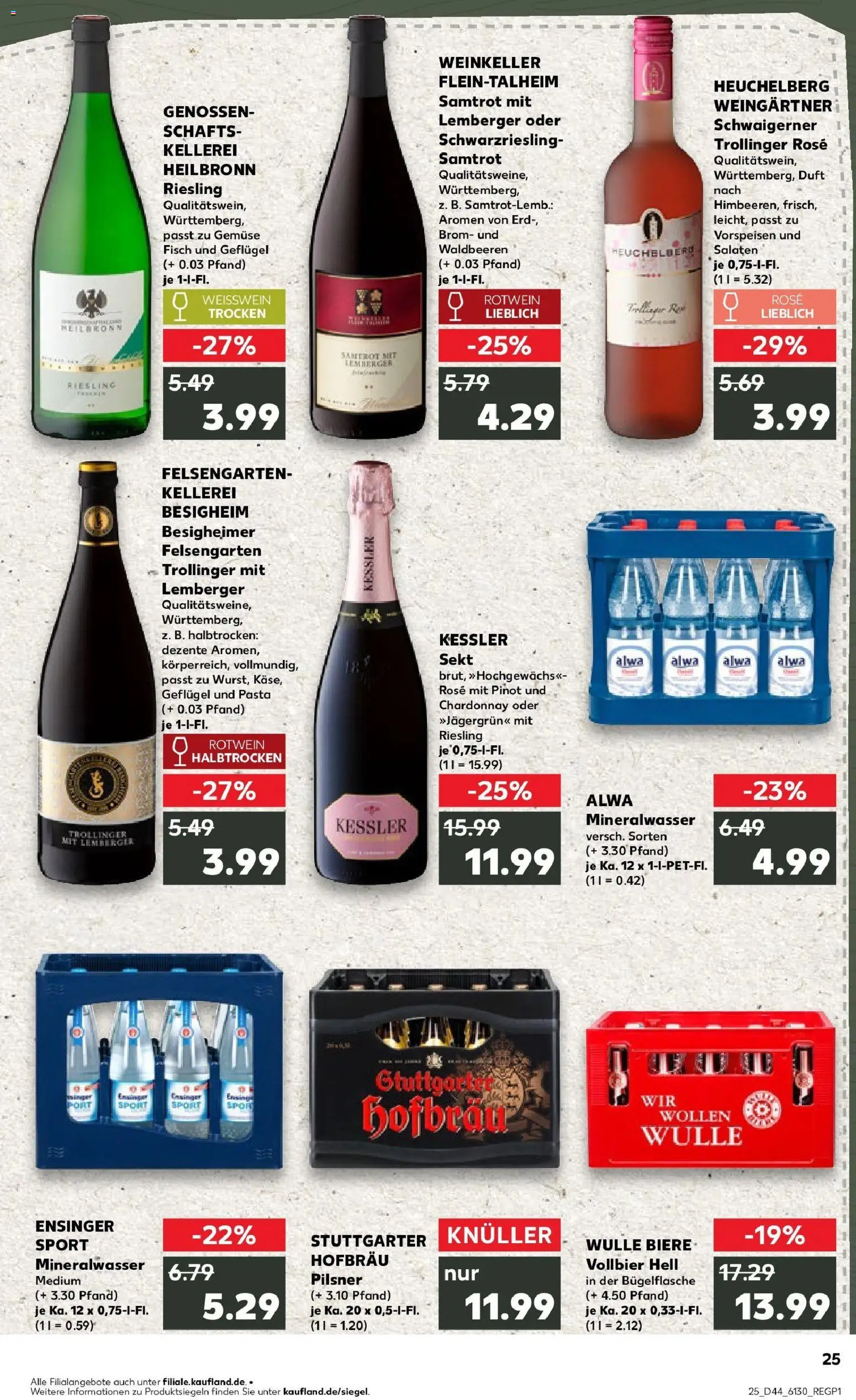 Kaufland prospekt Leonberg	 – gültig ab 30.10.2025 | Seite: 25 | Produkte: Weißwein, Rotwein, Mineralwasser, Fisch