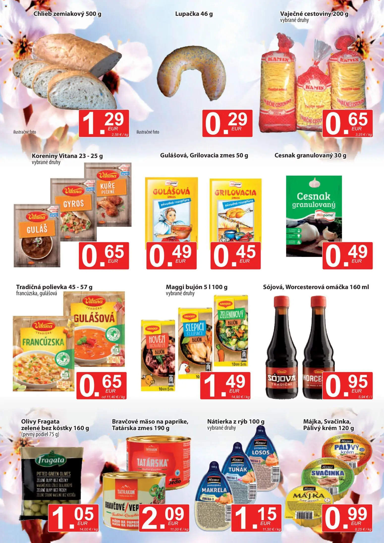 Nové CBA Verex akcie – leták je platný od 16.04.2026 | Strana: 7 | Produkty: Chlieb, Cesnak, Bravčové mäso, Omáčka