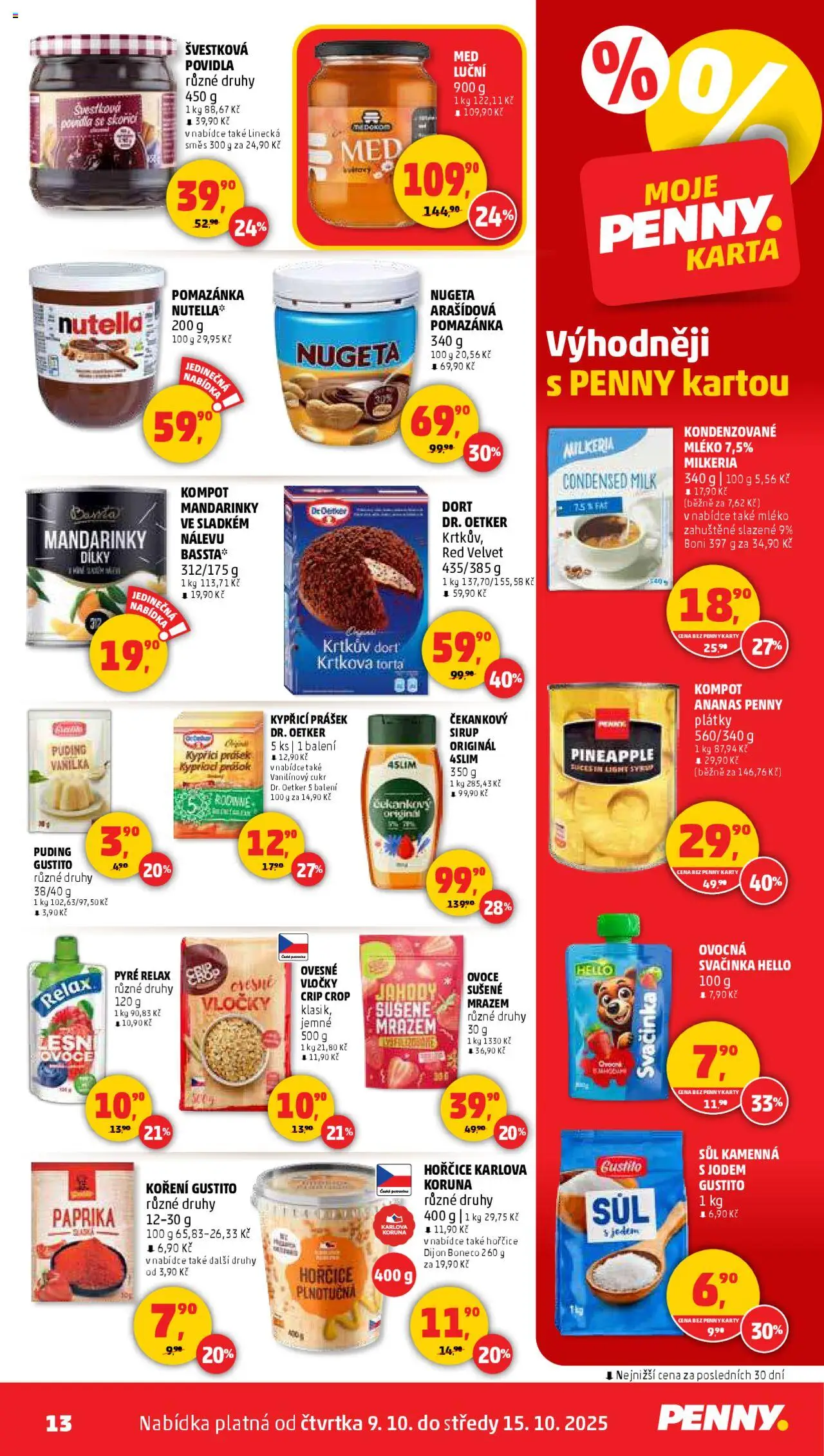 Penny Market leták - Čtvrtečník od 09.10.2025 | Strana: 13 | Produkty: Linecká směs, Jahody, Povidla, Cukr