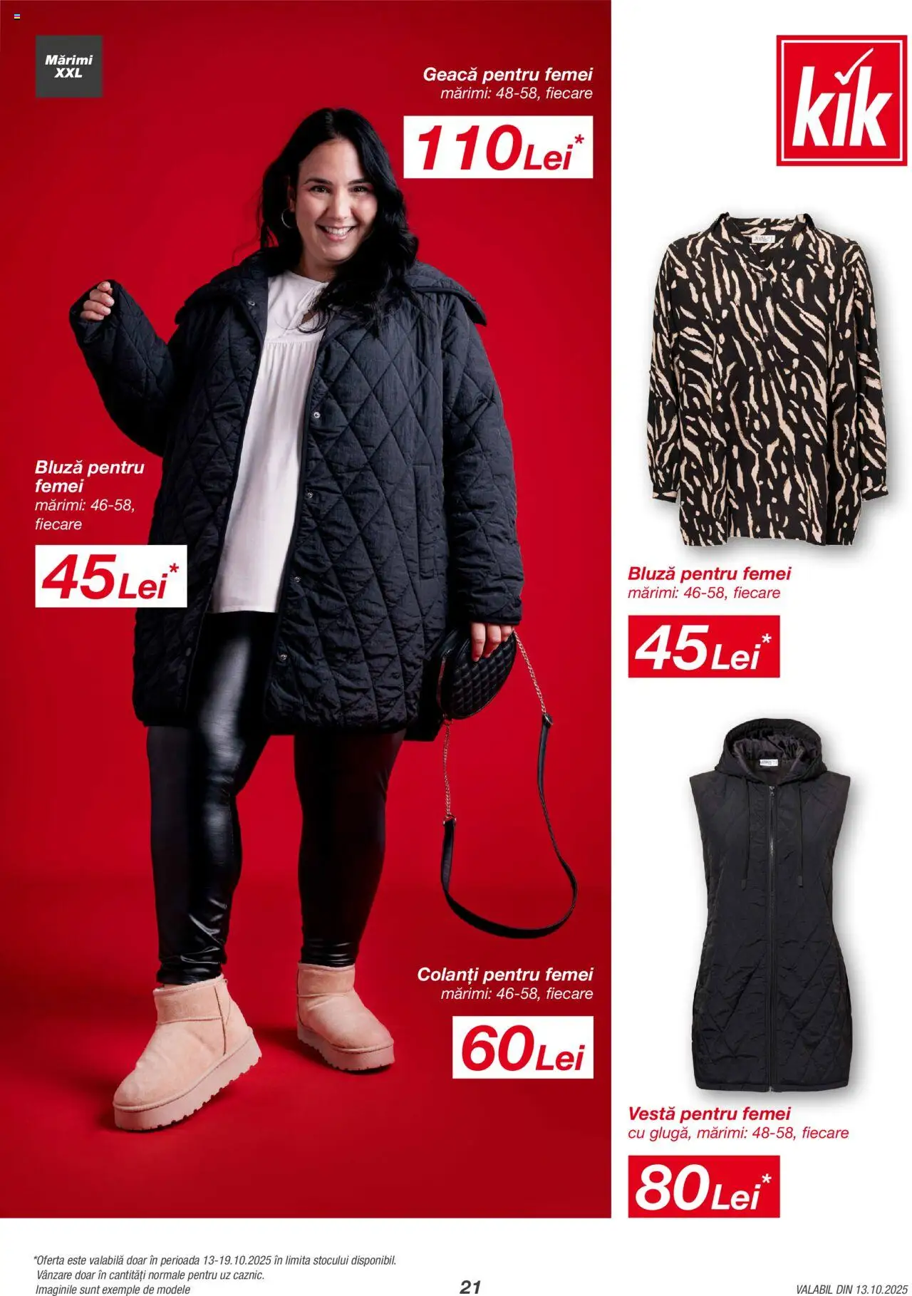 Noul catalog Kik – valabil de la 13.10.2025 | Pagină: 21 | Produse: Bluză, Vestă, Geacă, Colanți