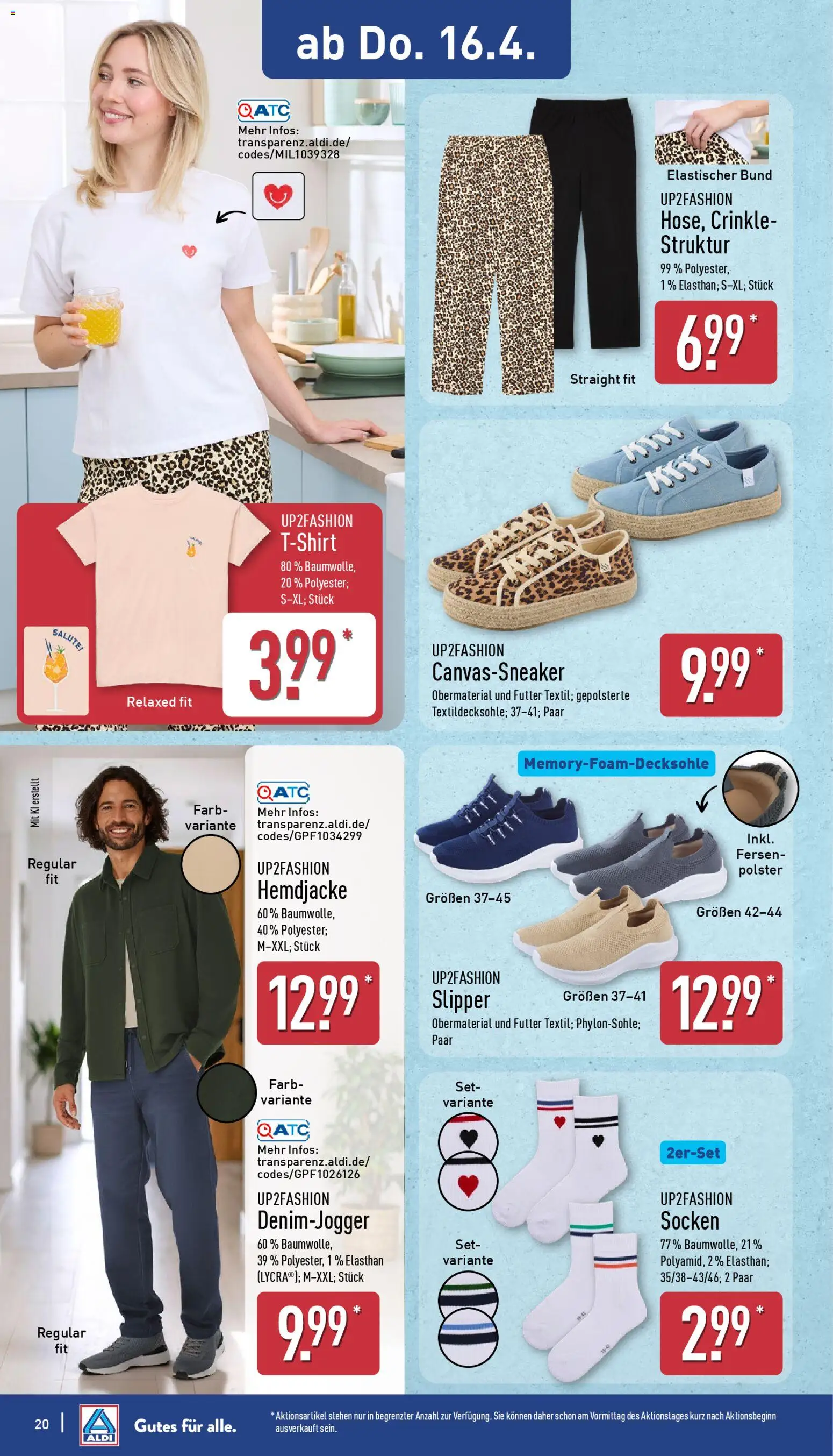 Aldi Prospekt 	 – gültig ab 13.04.2026 | Seite: 24 | Produkte: Up2fashion, Socken