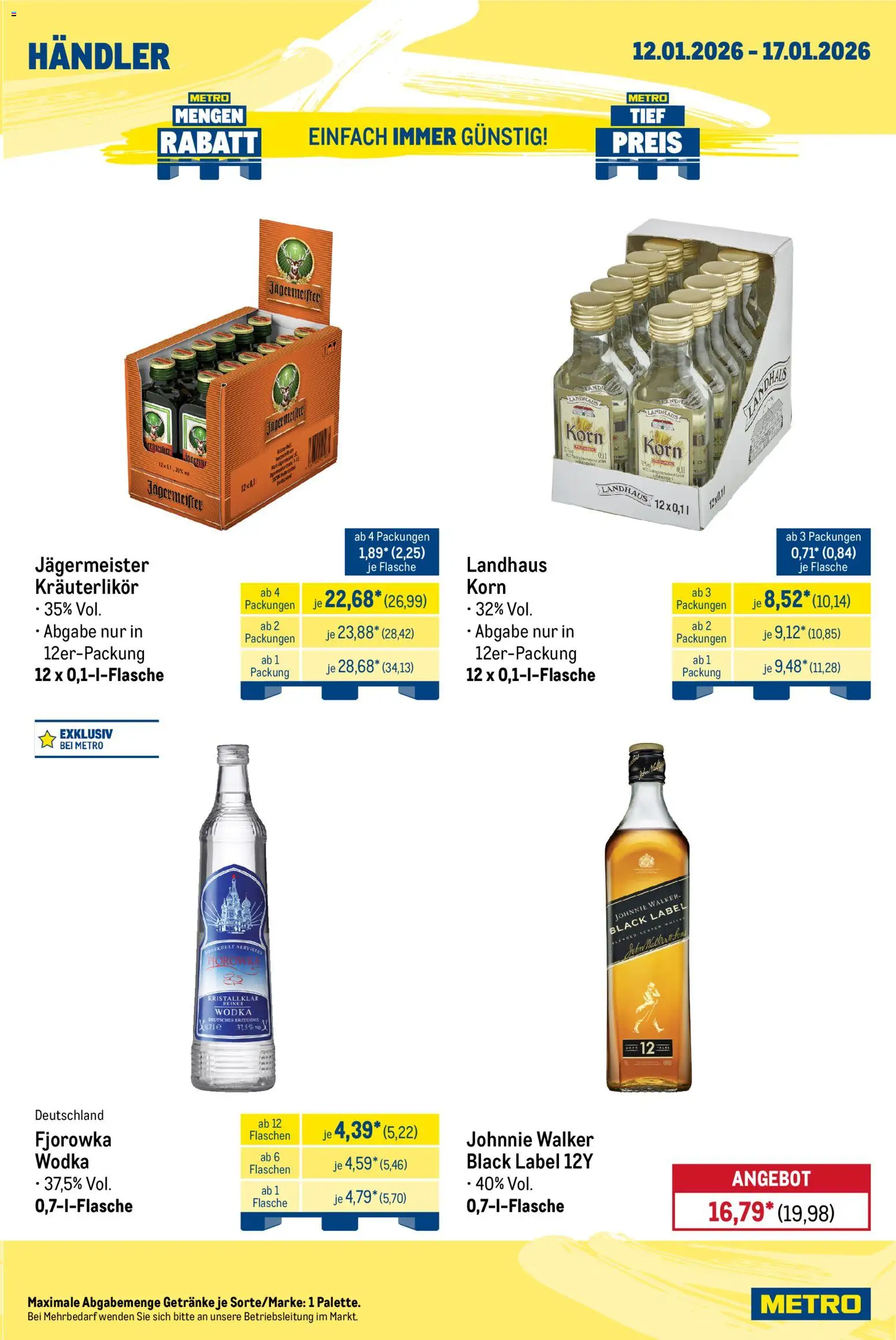 Metro  Wochen-Angebote Händler – gültig ab 12.01.2026 | Seite: 7 | Produkte: Jägermeister, Wodka, Johnnie walker