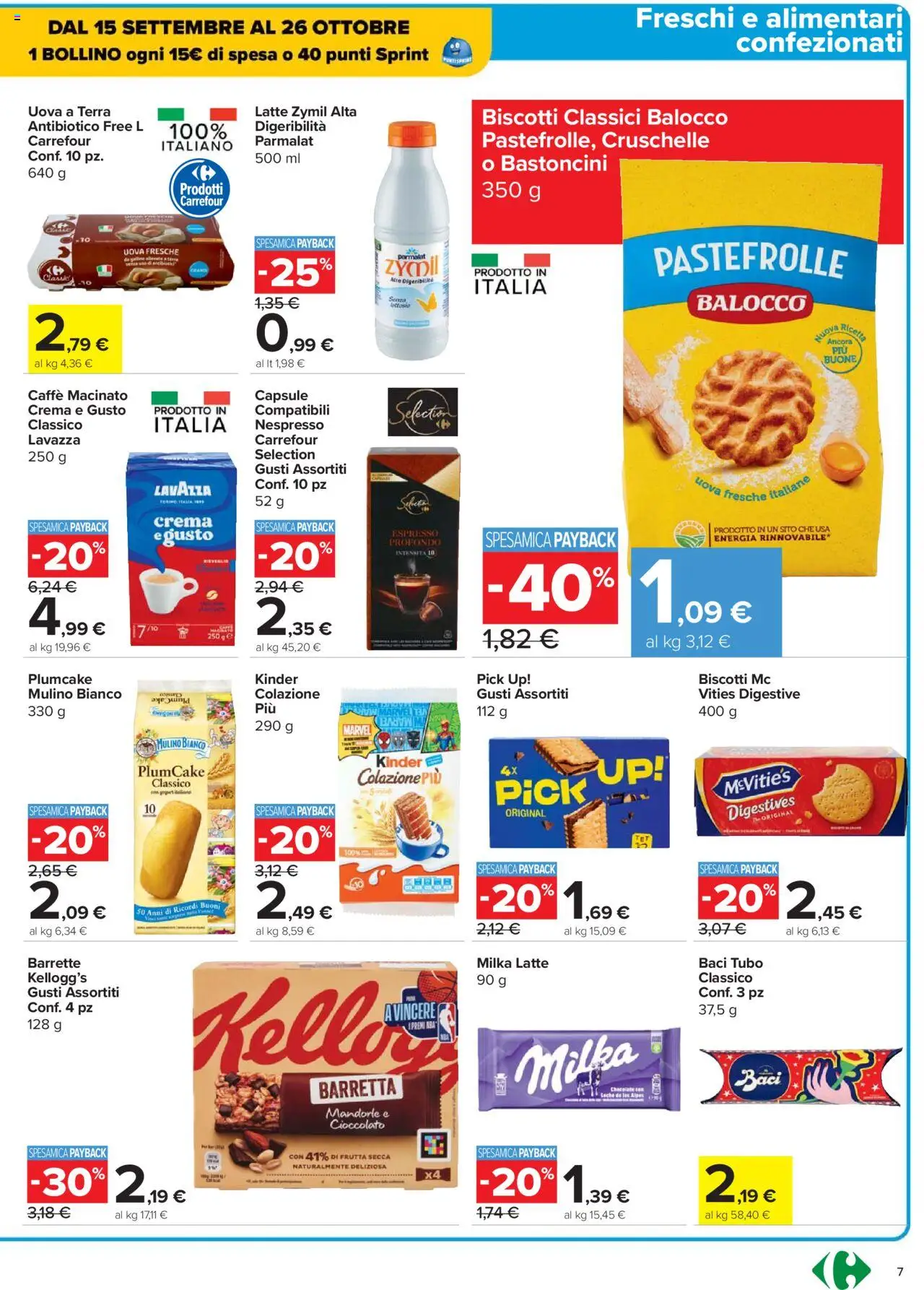 Volantino Carrefour del 14.10.2025 | Pagina: 7 | Prodotti: Crema, Frutta, Latte, Mandorle