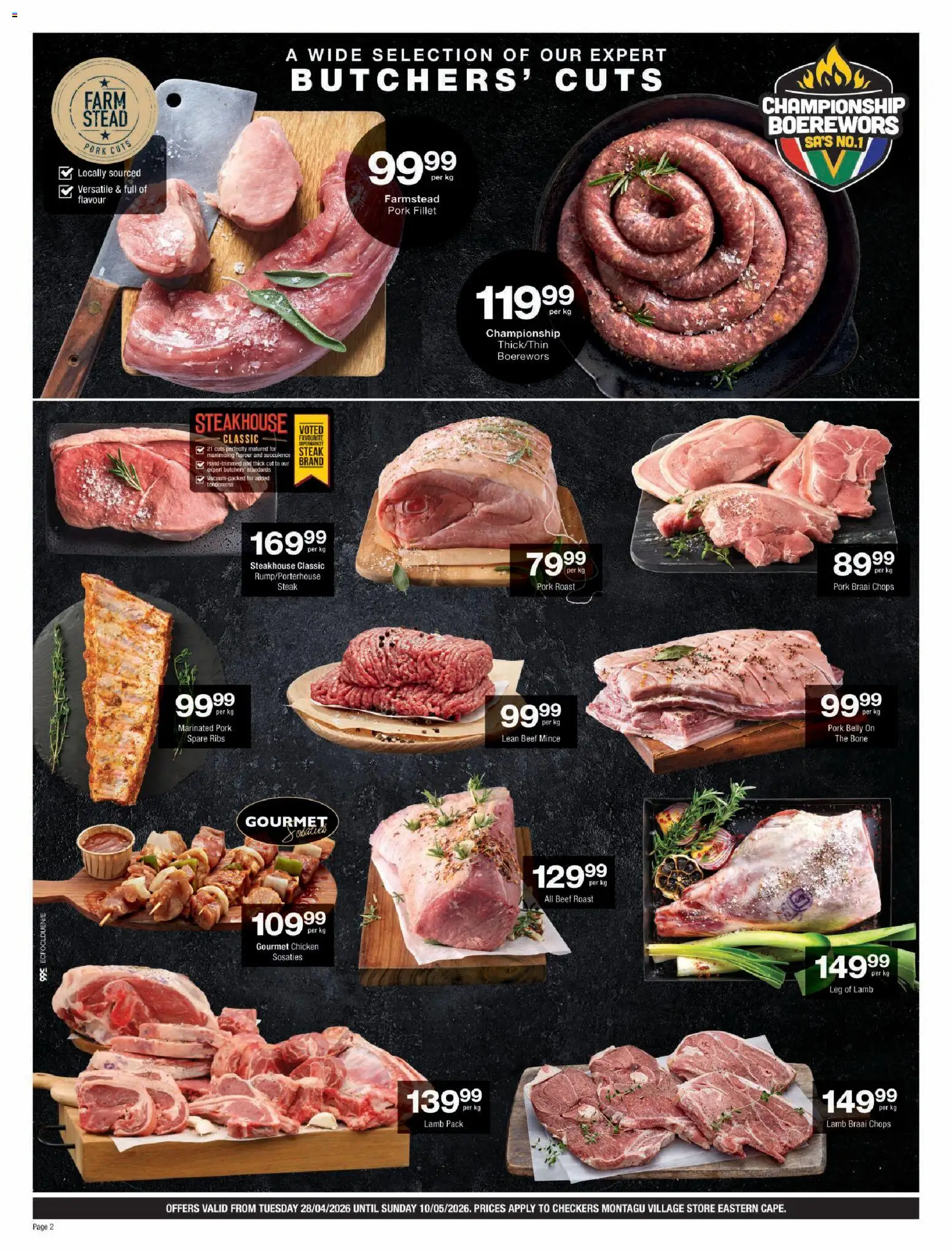 New Checkers catalogue – valid from 28.04.2026 | Page: 2 | Products: Ribs, Chicken, Pork, Beef