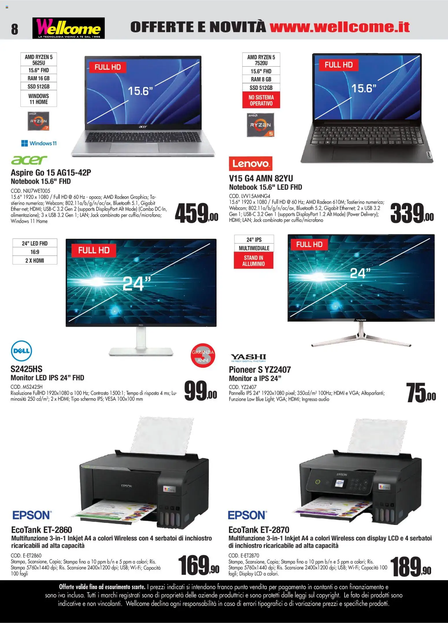 Volantino Wellcome del 06.11.2025 | Pagina: 8 | Prodotti: Schermo, Notebook, Tè, Audio