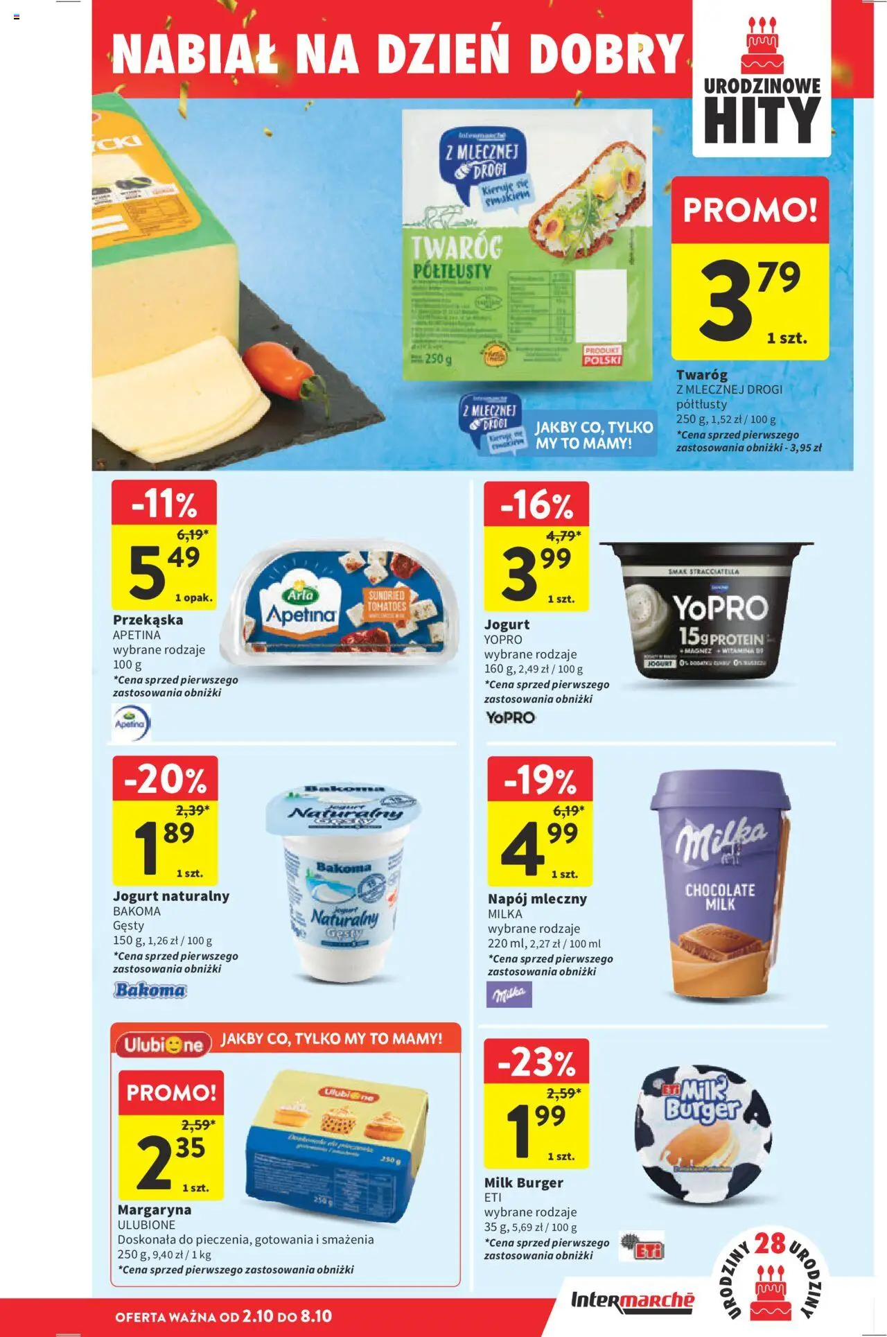 Intermarche Gazetka od 02.10.2025 | Strona: 29 | Produkty: Jogurt naturalny, Milka, Margaryna, Jogurt
