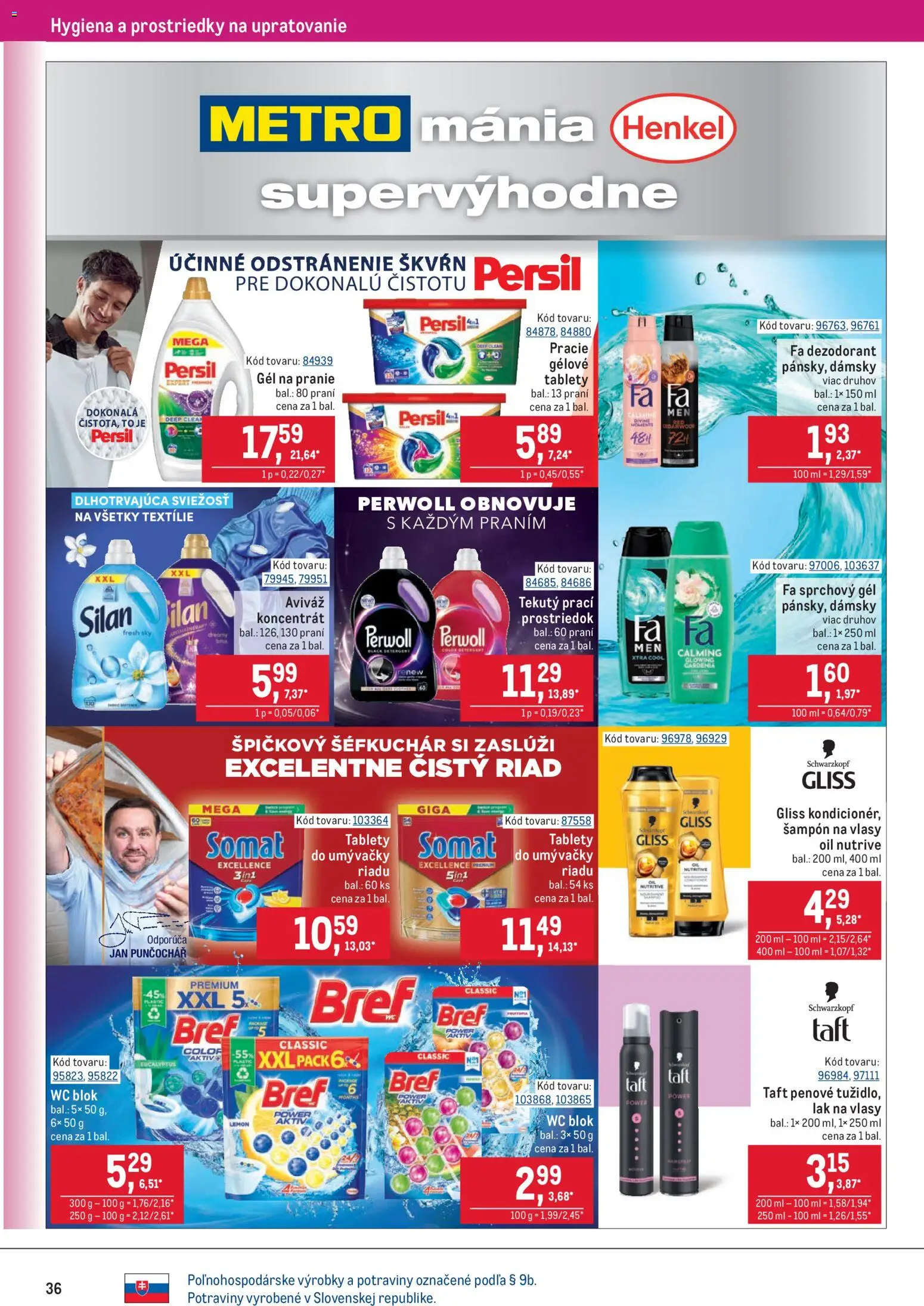 Nové Metro akcie – leták je platný od 28.01.2026 | Strana: 36 | Produkty: Wc, Lak na vlasy, Dezodorant, Wc blok
