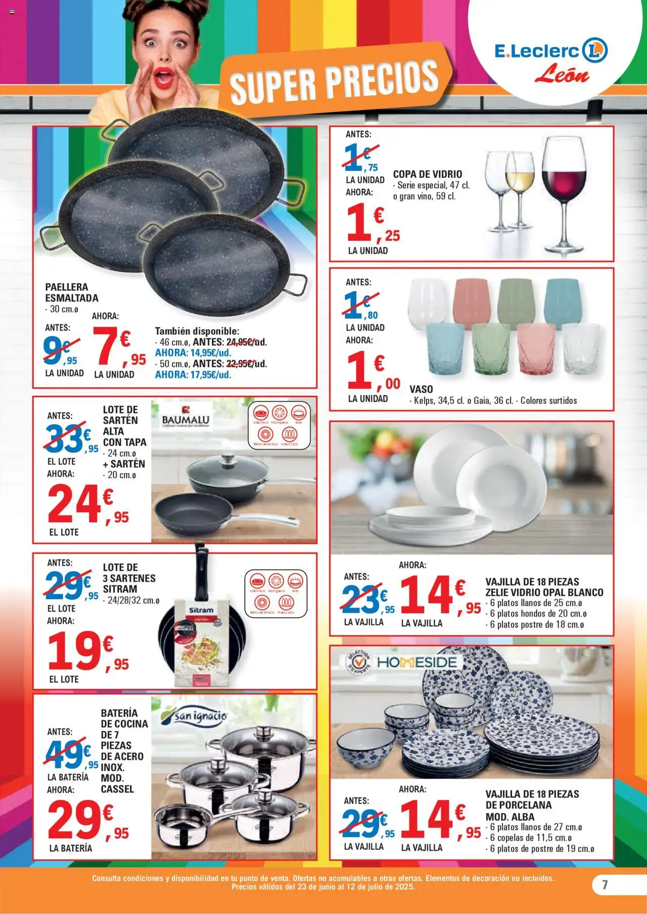 E.Leclerc folleto │ válido desde el 23.06.2025 | Página: 7 | Productos: Pan, Βρεφικό κρεβάτι, Cocina, Batería