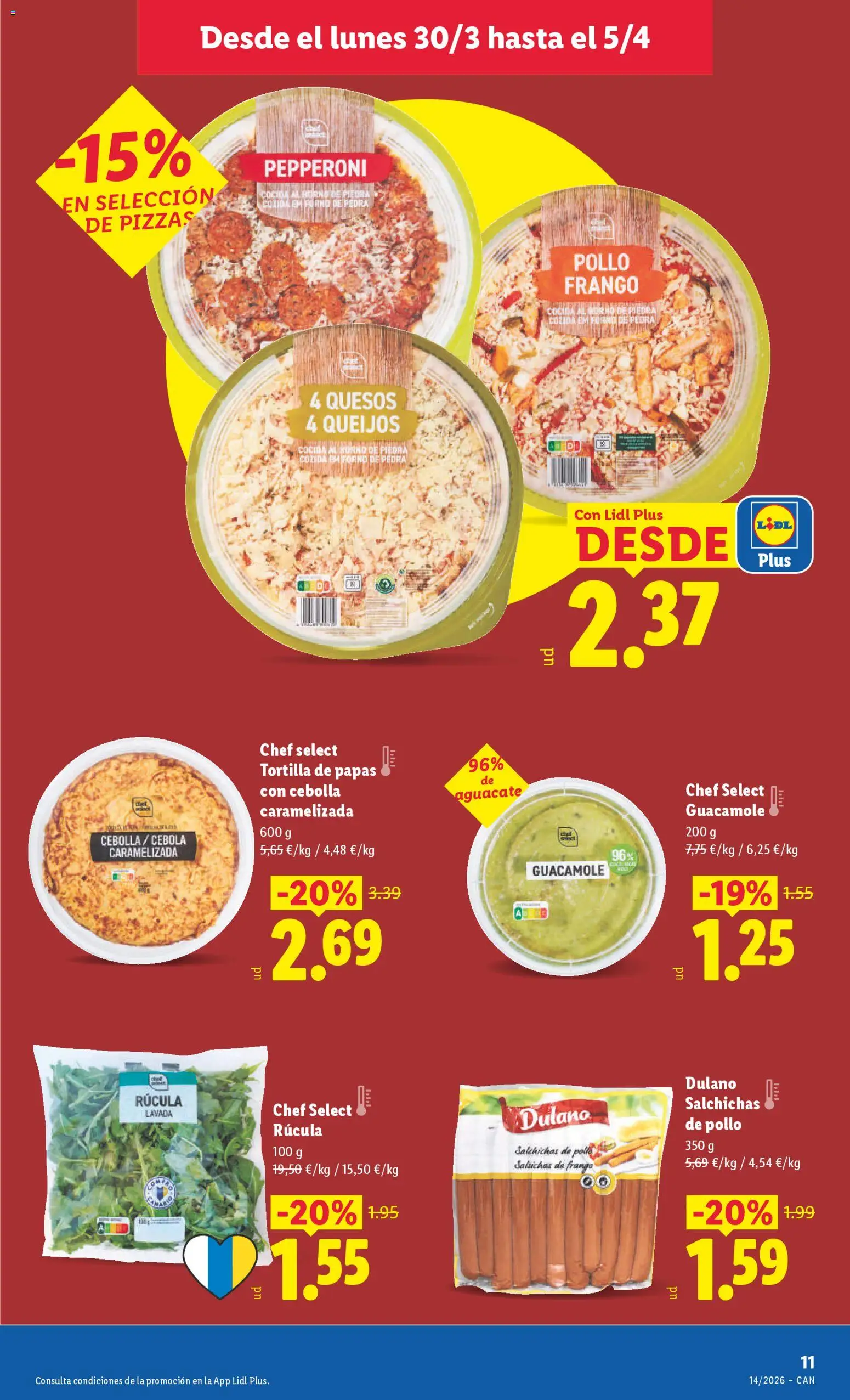 Lidl folleto │ válido desde el 30.03.2026 | Página: 19 | Productos: Pizza, Guacamole, Παγωμένο τσάι, Horno