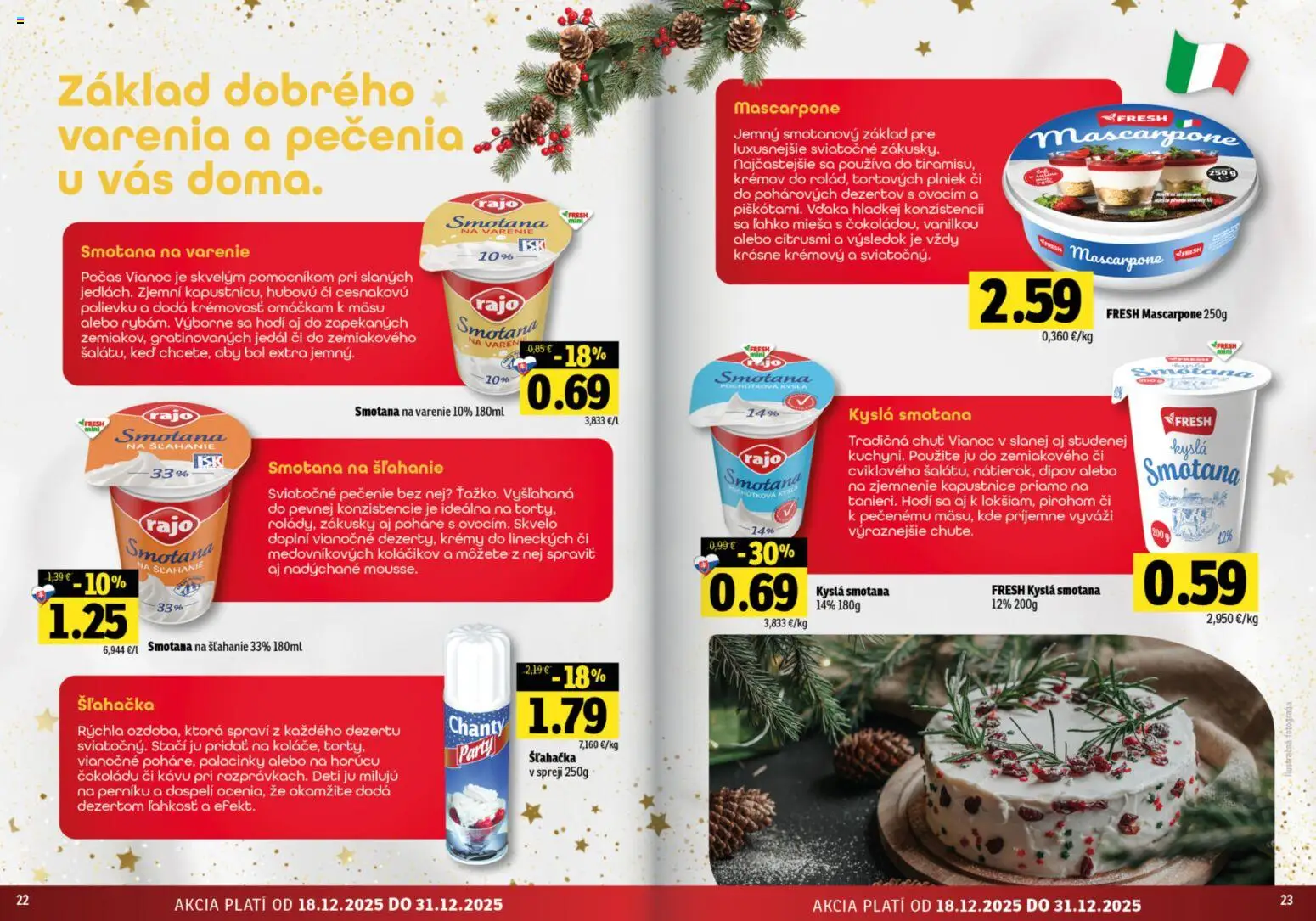 Nové Fresh akcie – leták je platný od 18.12.2025 | Strana: 11 | Produkty: Smotana, Mascarpone, Smotana na šľahanie, Šľahačka