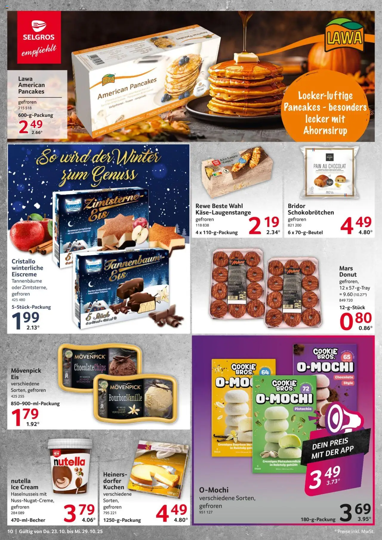 Selgros Prospekt 	 – gültig ab 23.10.2025 | Seite: 10 | Produkte: Eiscreme, Bourbon, Kuchen, Sahne