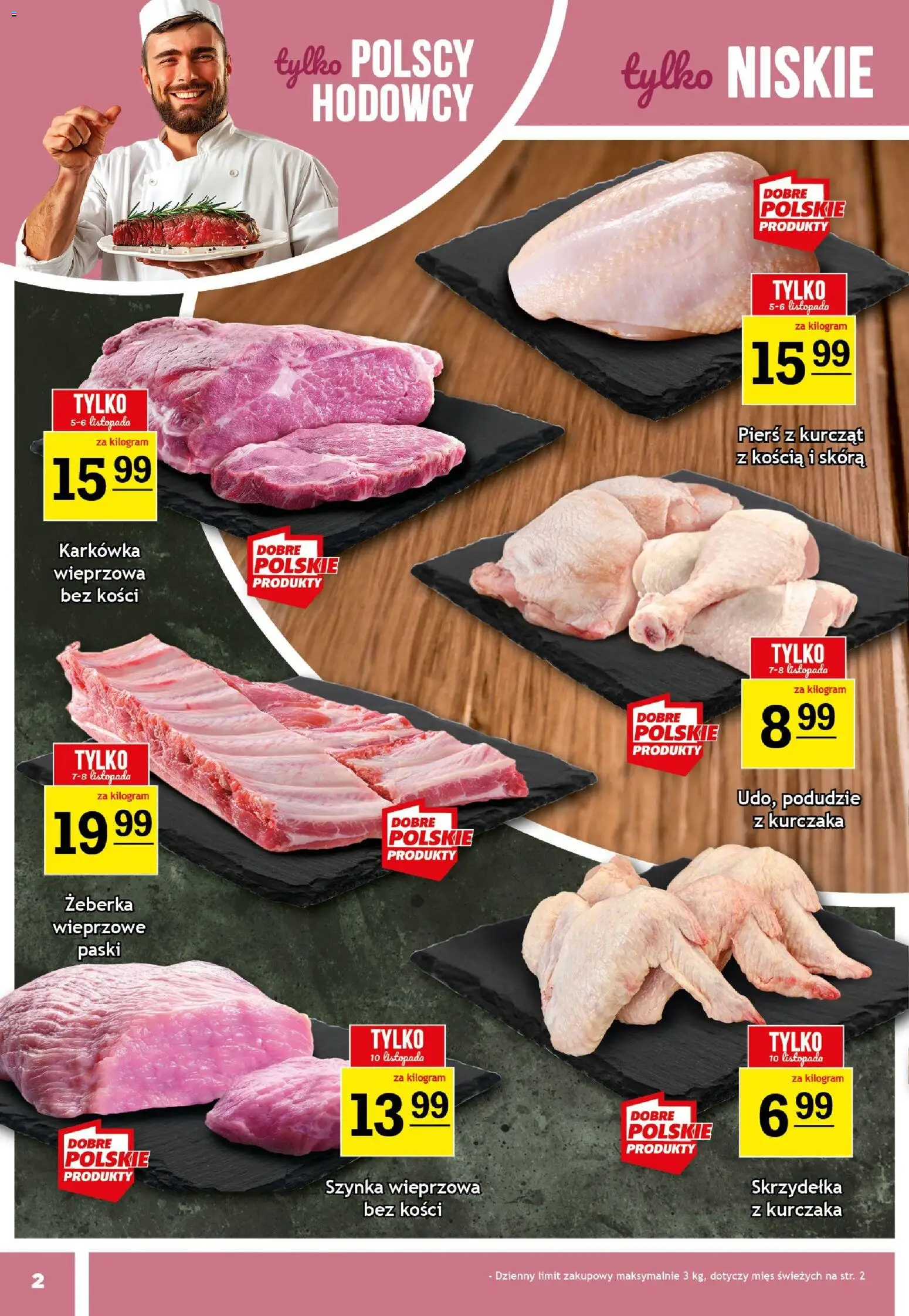 Gram Market Gazetka od 05.11.2025 | Strona: 2 | Produkty: Karkówka, Szynka wieprzowa, Szynka