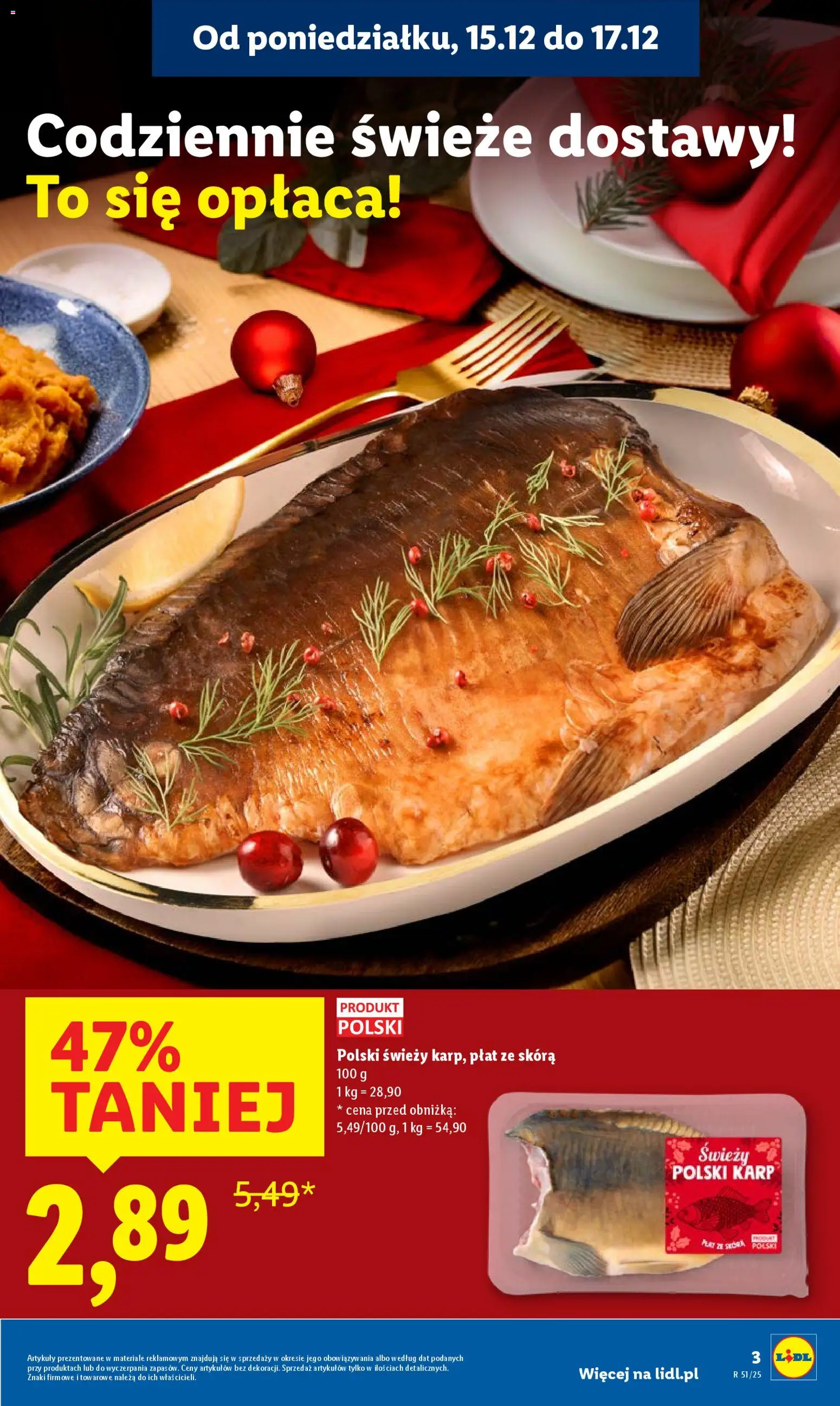 Lidl Gazetka od 15.12.2025 | Strona: 3 | Produkty: Karp