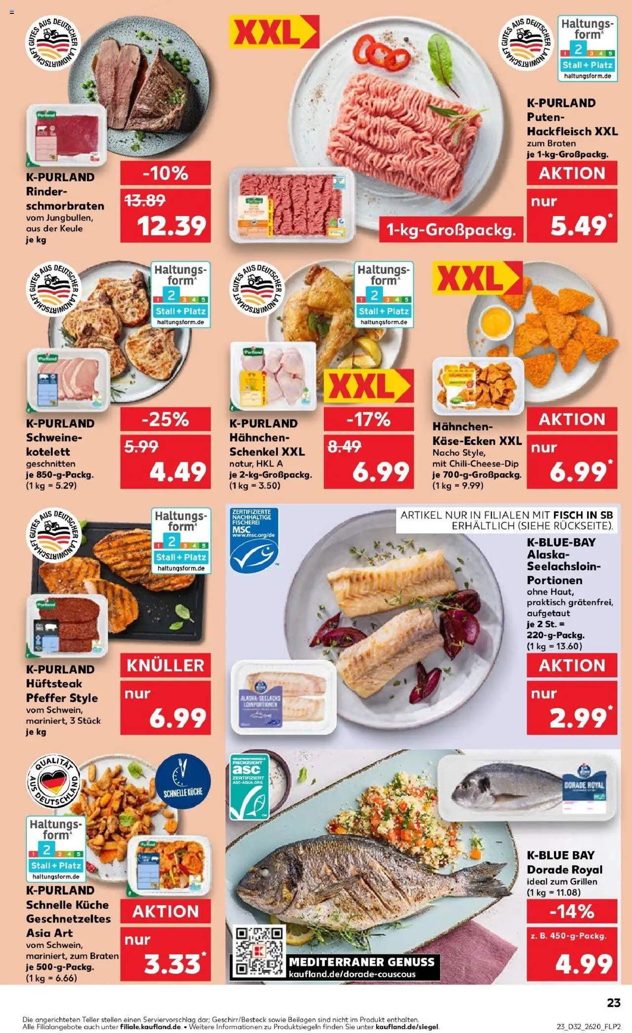 Kaufland prospekt Hoyerswerda	 - gültig ab dem 07.08.2025 | Seite: 23 | Produkte: Dorade, Hahnchen, Küche, Hackfleisch
