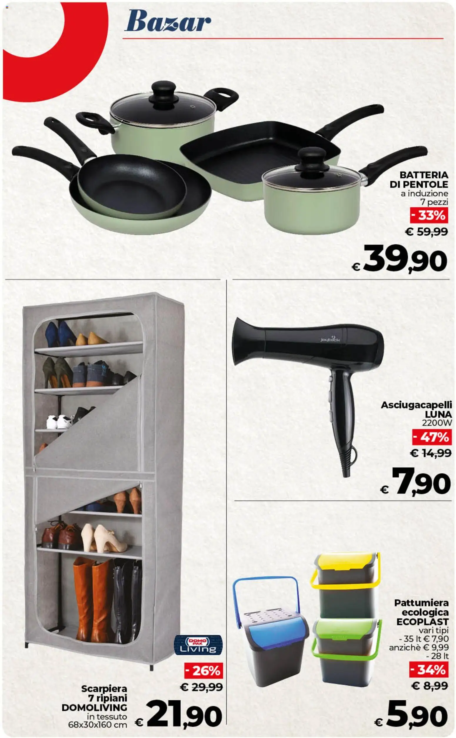 Volantino COOP del 07.04.2026 | Pagina: 48 | Prodotti: Pattumiera, Scarpiera, Asciugacapelli, Batteria