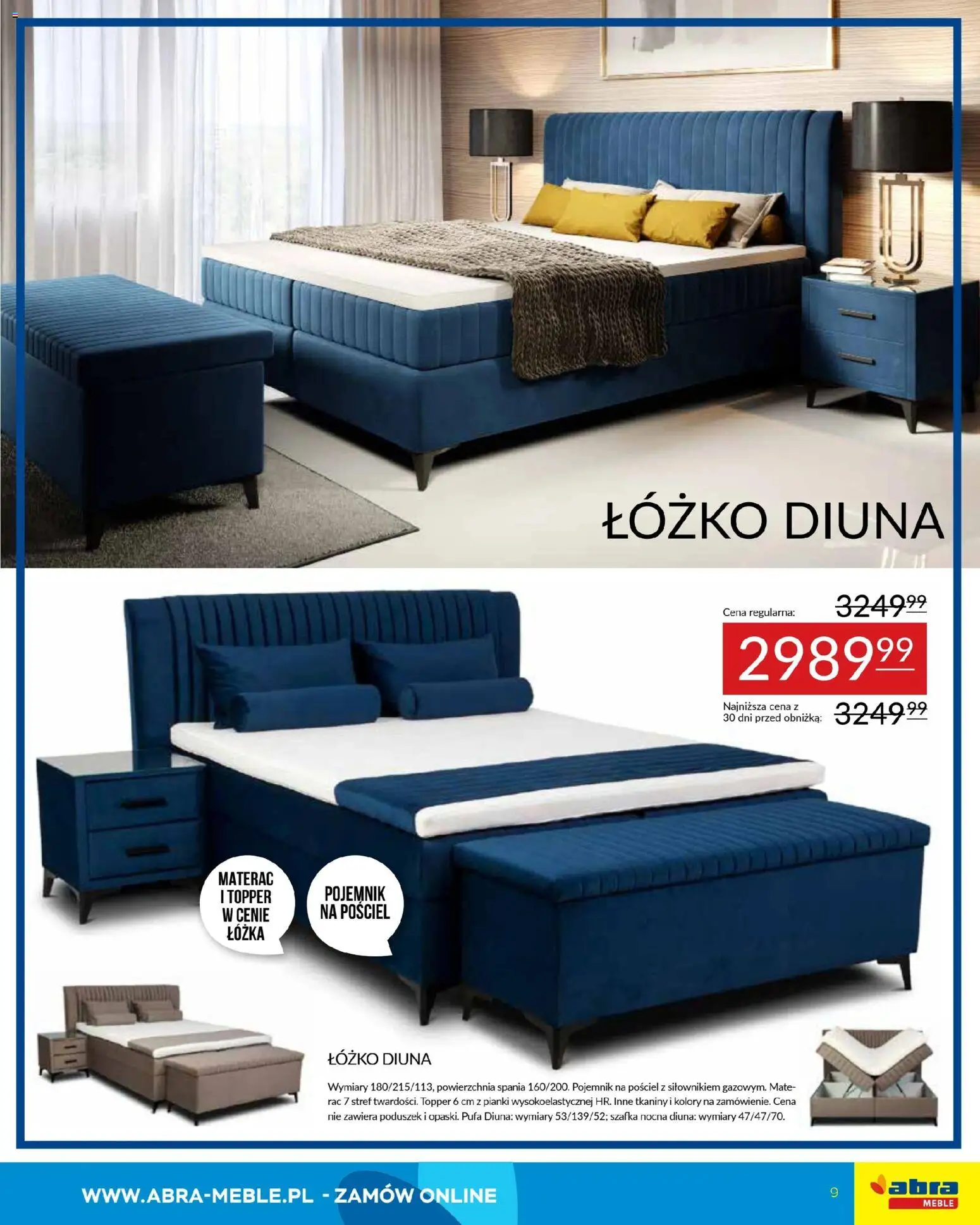 Abra meble Gazetka od 29.01.2026 | Strona: 9 | Produkty: Pościel, Łóżko, Materac, Szafka nocna