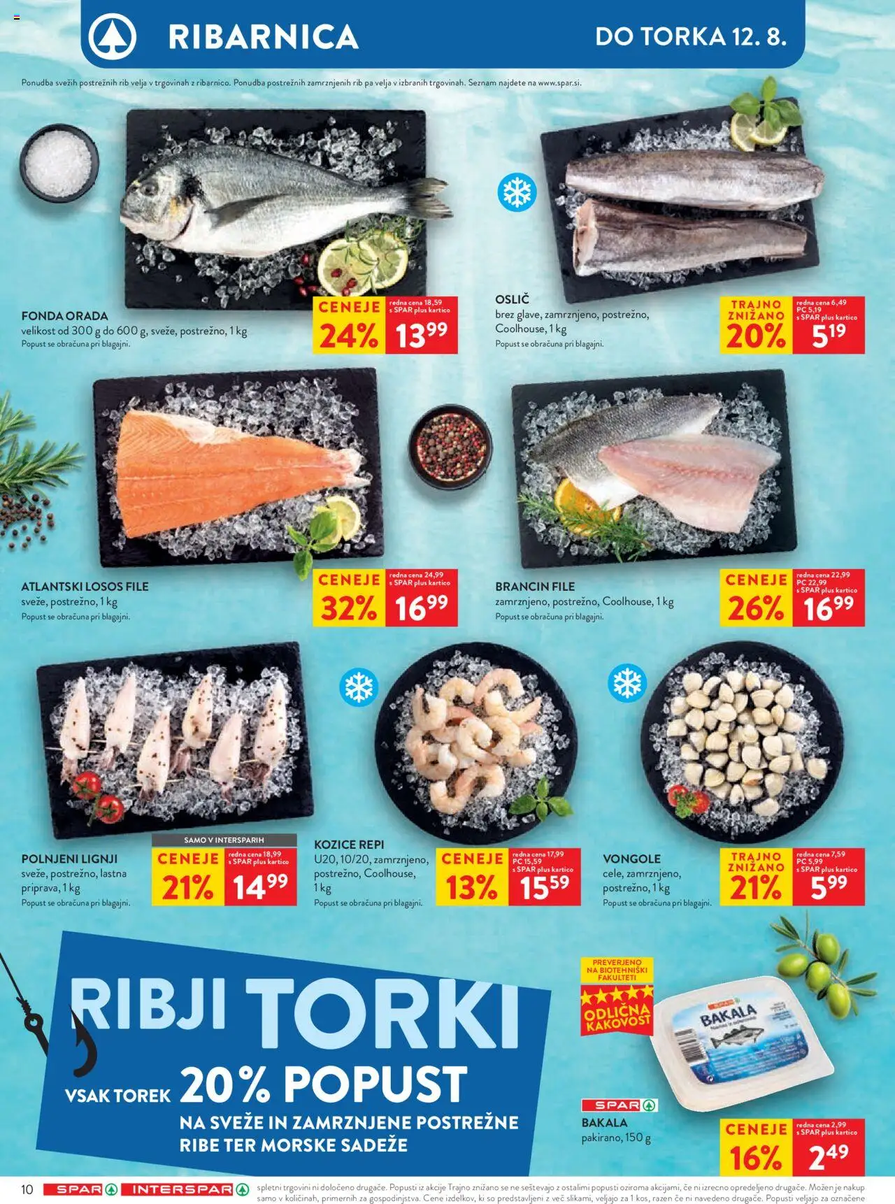 Spar katalog 32/25 │ velja od 06.08.2025 | Stran: 13 | Izdelki: Lignji, Kozice, Losos, Orada