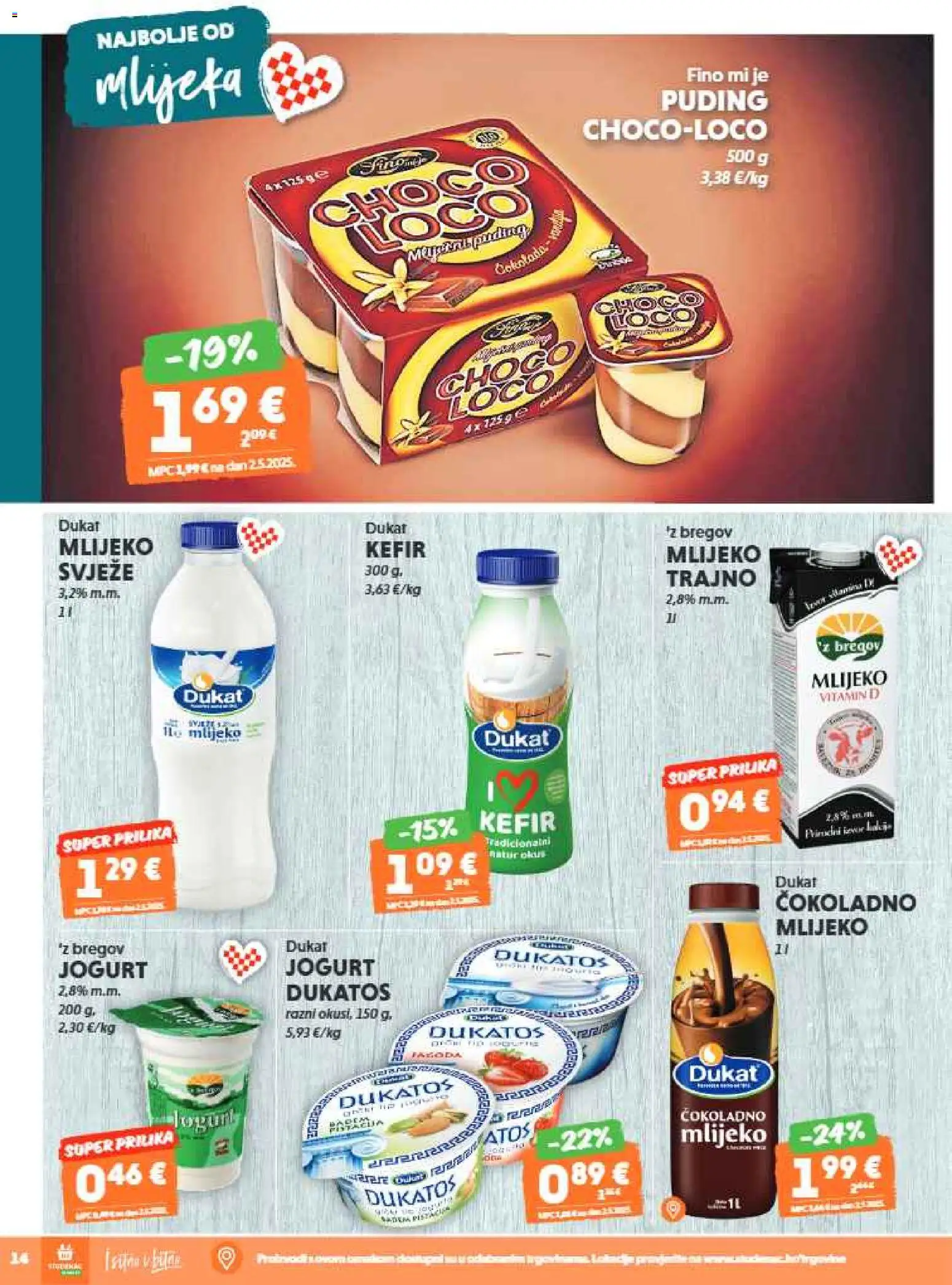 Studenac katalog | vrijedi od 07.01.2026 | Stranica: 14 | Proizvodi: Mlijeko, Jogurt, Puding, Kefir