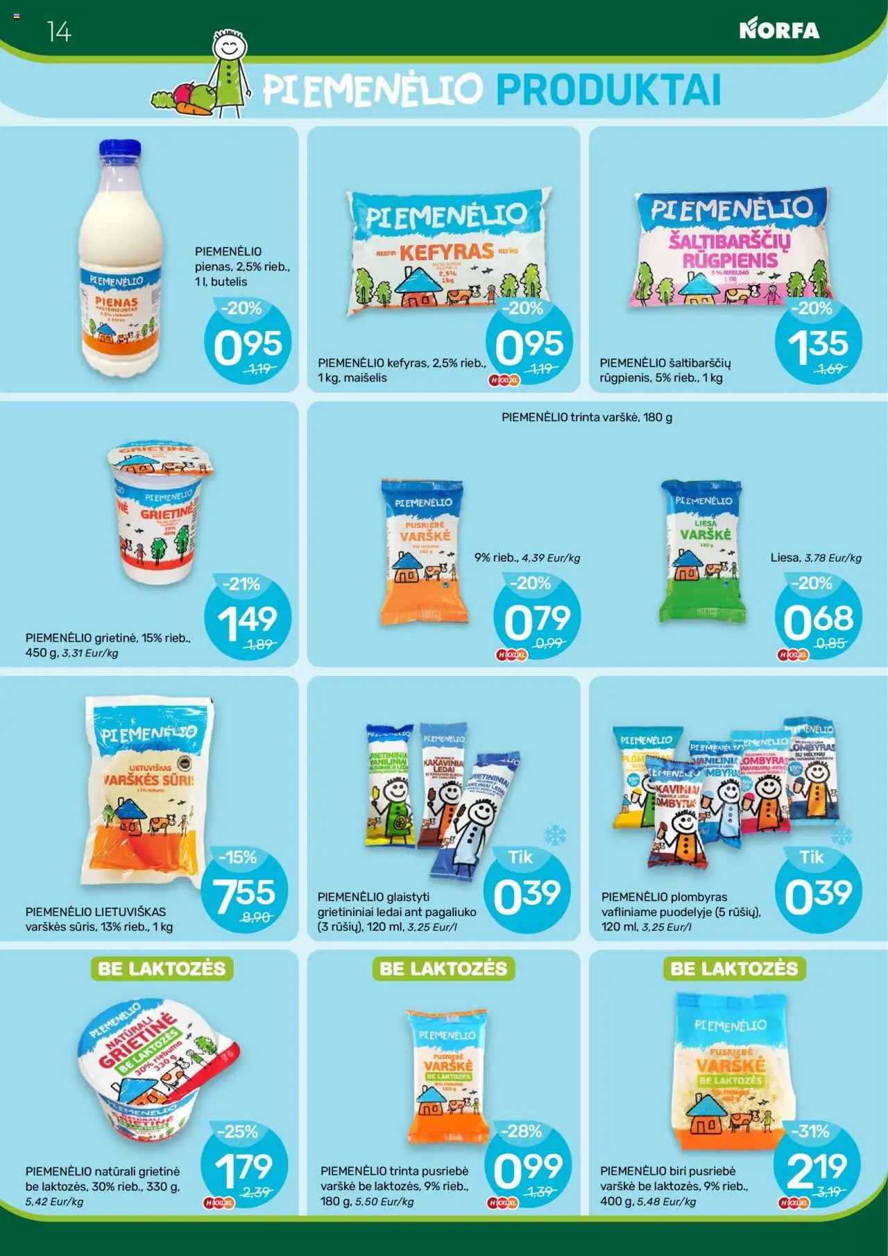 NORFA - Leidinys│galioja nuo 24.07.2025 | Puslapis: 14 | Prekių: Ledai, Pienas, Plombyras, Grietinė