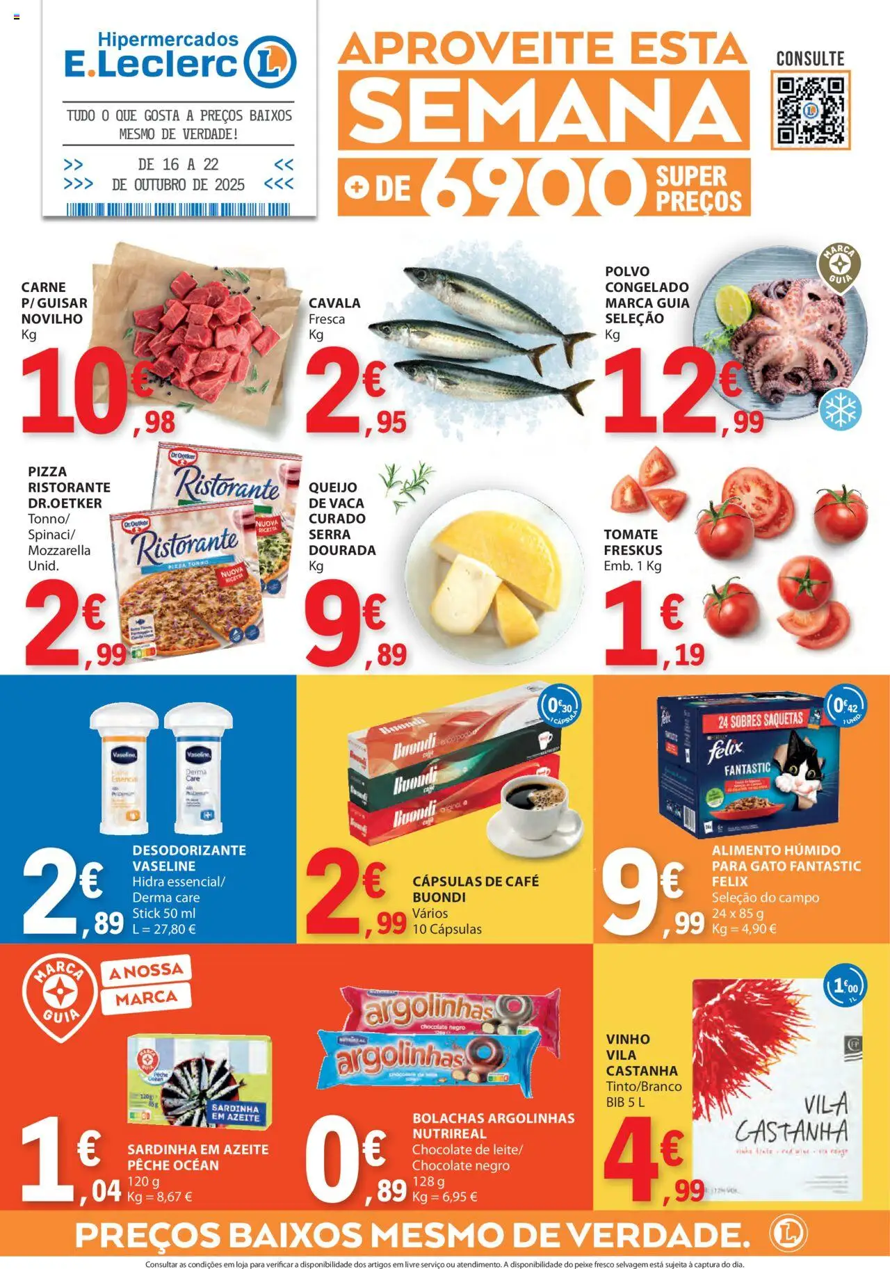E.Leclerc folheto │ válido de 16.10.2025 | Página: 1 | Produtos: Azeite, Bolachas, Polvo, Queijo