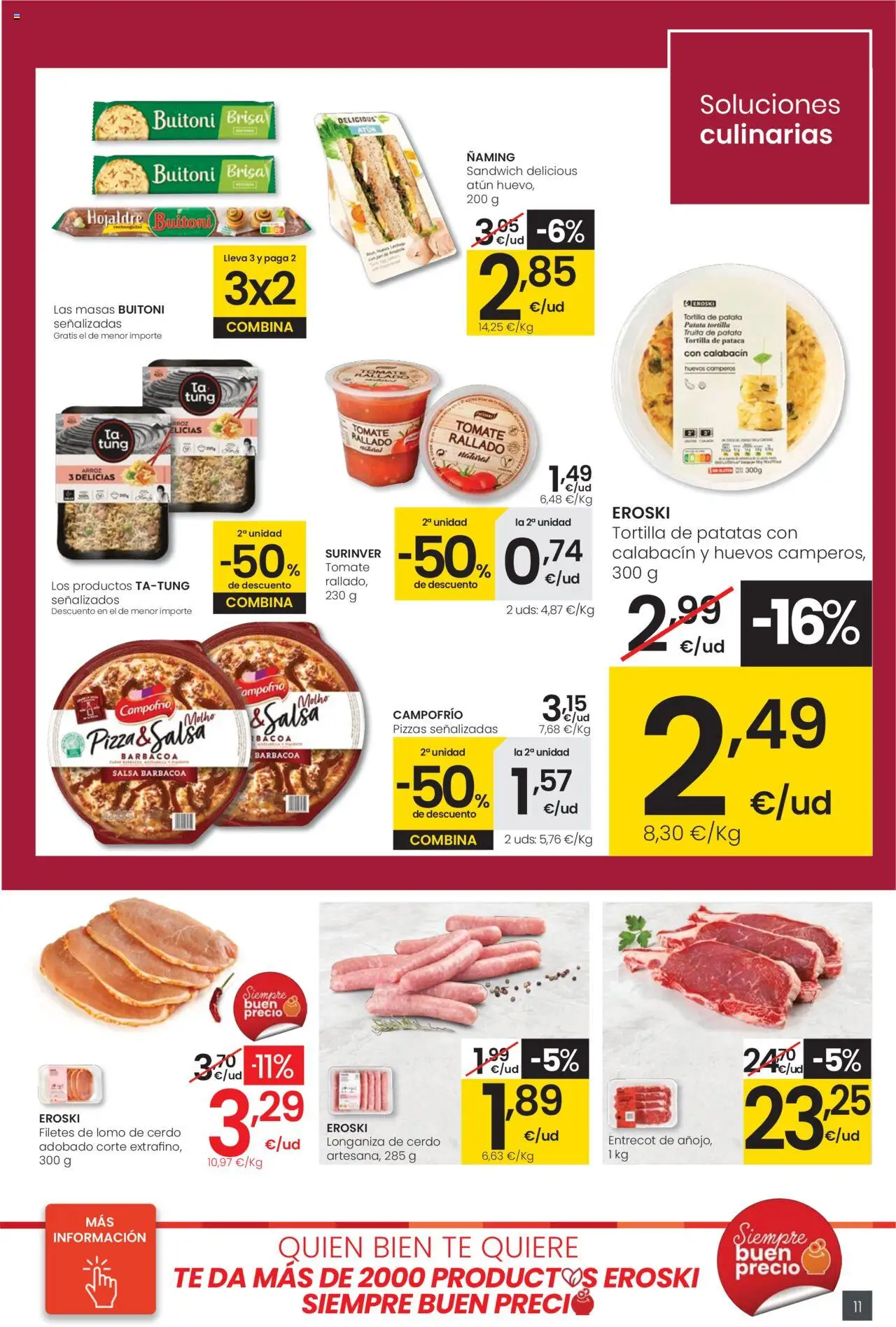 Eroski - Precio más bajo Center │ válido desde el 02.10.2025 | Página: 11 | Productos: Calabacín, Huevos, Pizza, Barbacoa