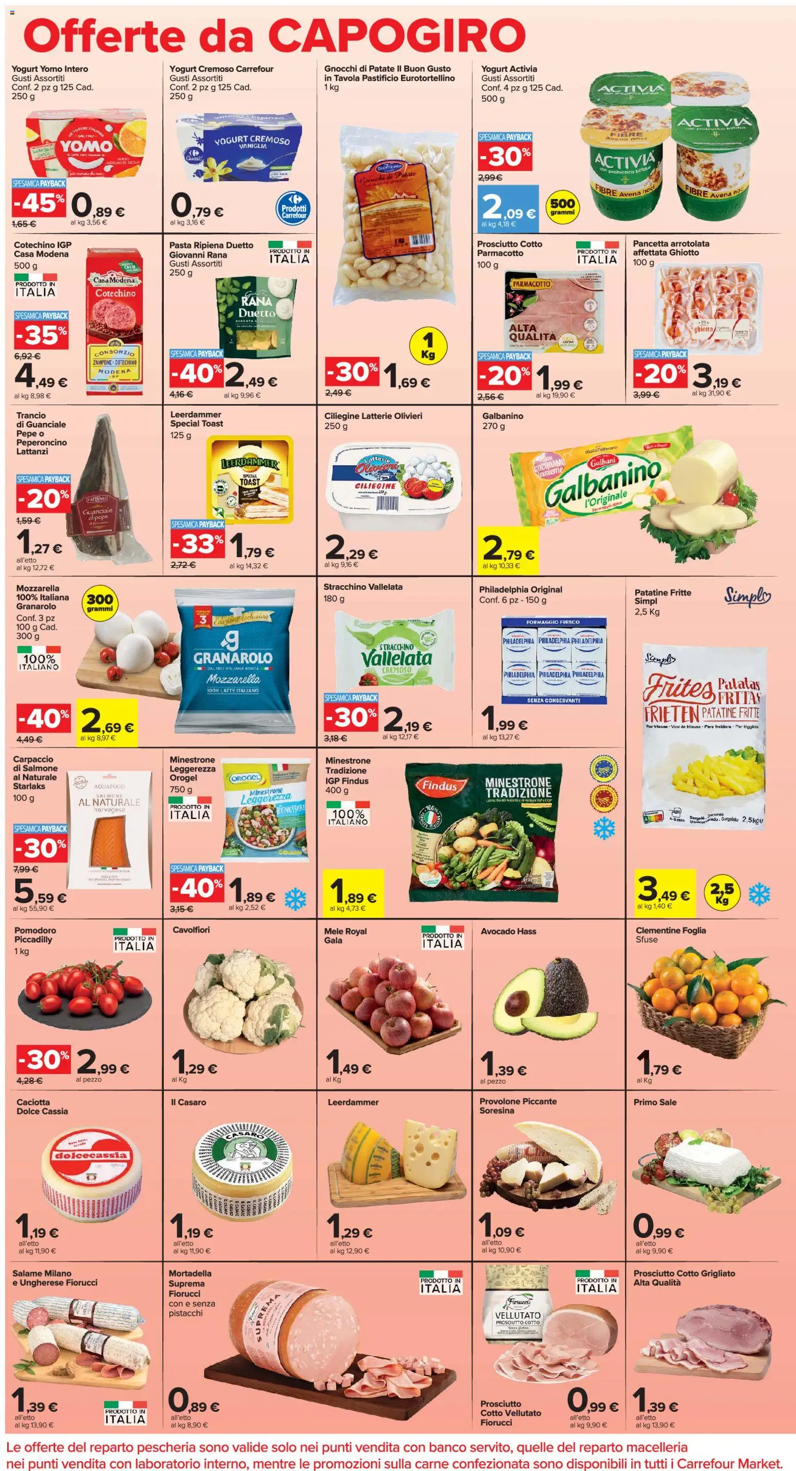 Volantino Carrefour del 04.11.2025 | Pagina: 2 | Prodotti: Minestrone, Yogurt, Mortadella, Stracchino