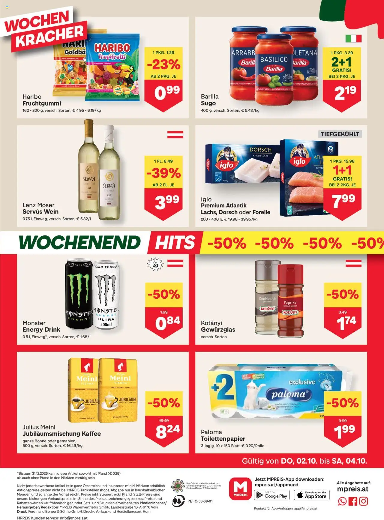 MPREIS Tirol gültig ab 02.10.2025 | Seite: 16 | Produkte: Zucker, Knoblauch, Kaffee, Wein