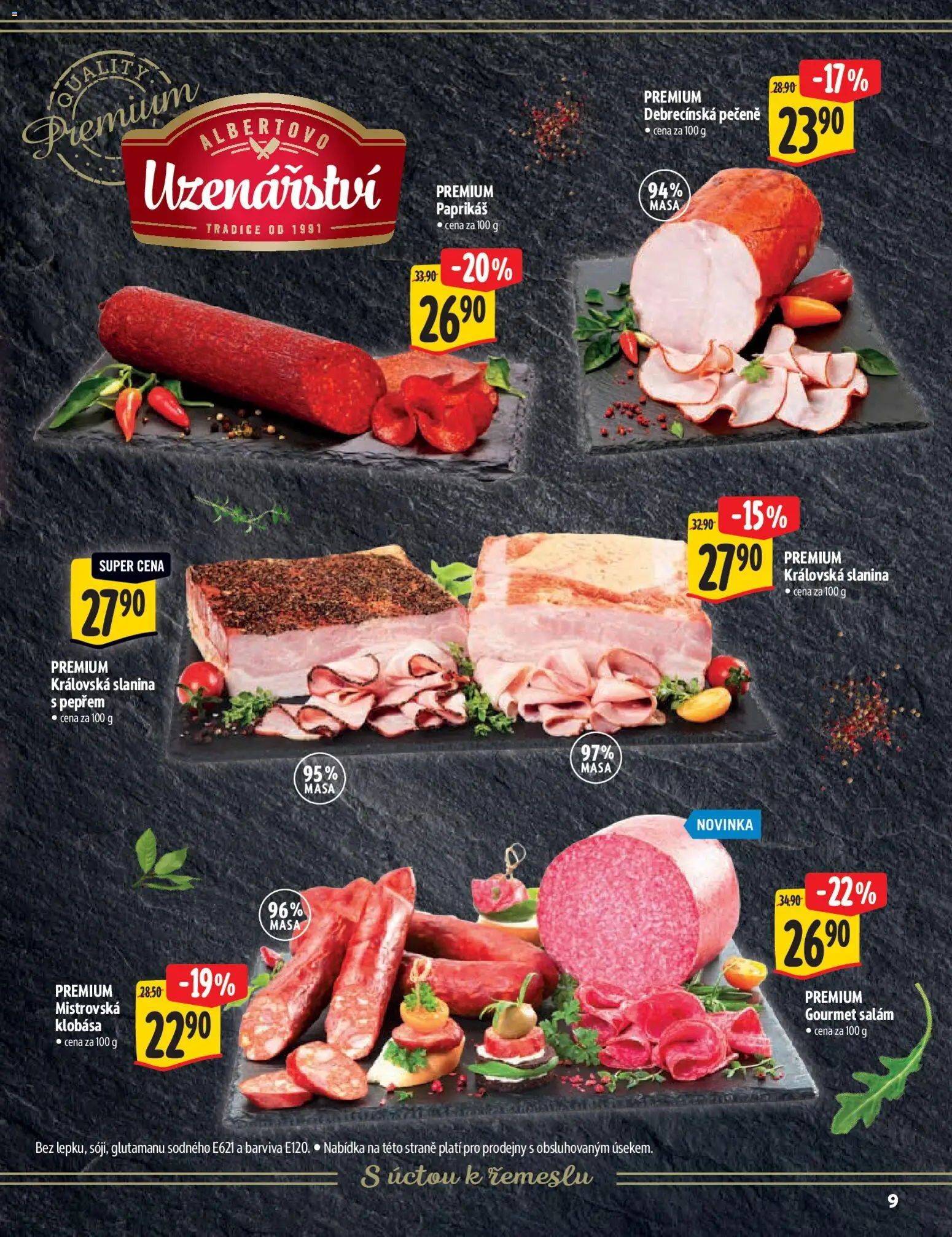Albert katalog - Supermarket - Delikatesy od 03.12.2025 | Strana: 9 | Produkty: Gourmet, Salám, Klobása, Slanina