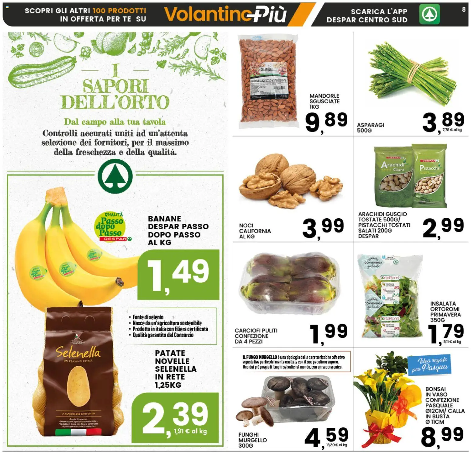 Volantino Interspar del 25.03.2026 | Pagina: 12 | Prodotti: Banane, Mandorle, Pistacchi, Vaso