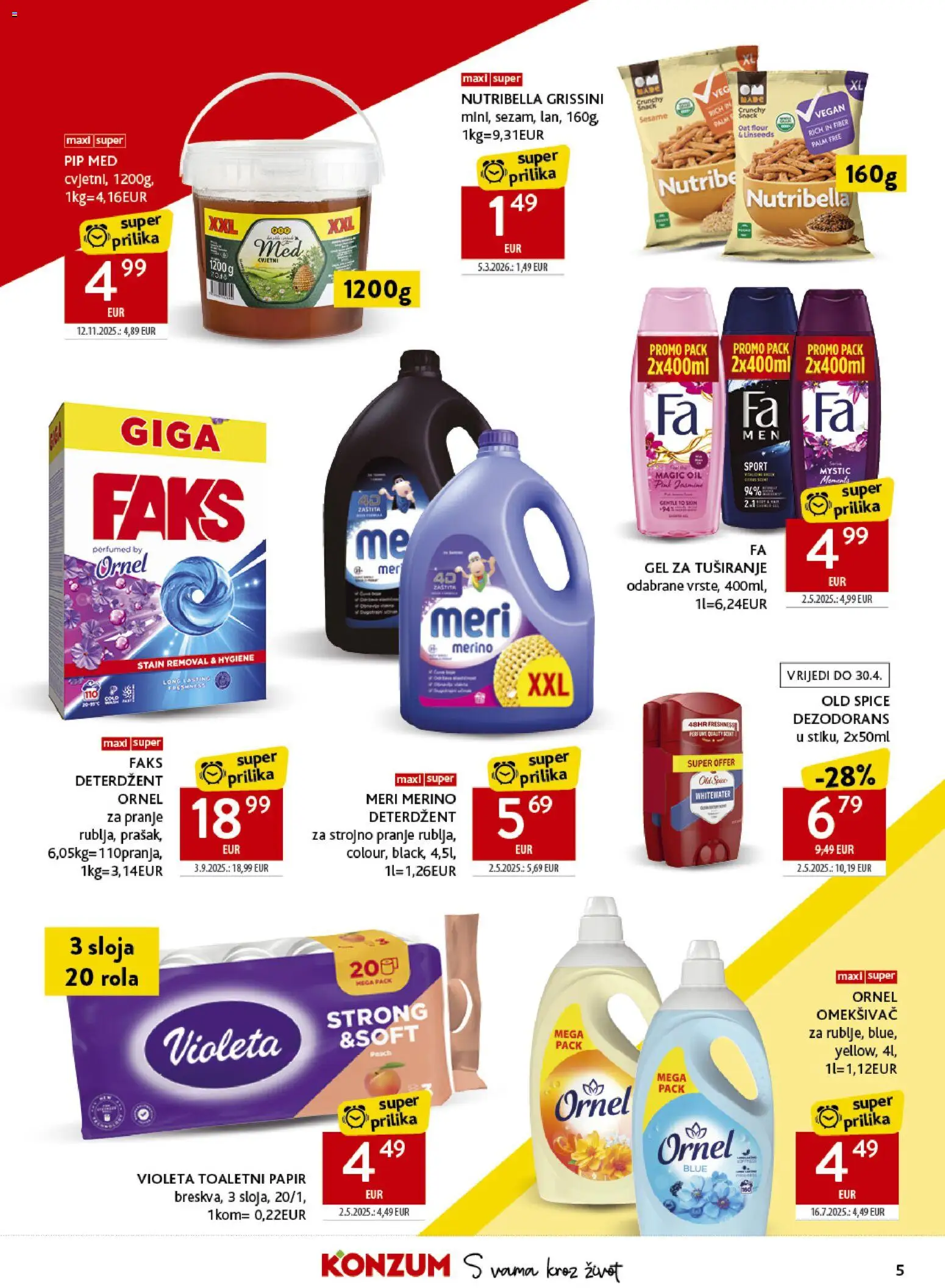 Konzum HR akciós ujság - amely érvényes a következő dátumtól: 08.04.2026 | Oldal: 5 | Termékek: Old spice, Grissini, Vegán