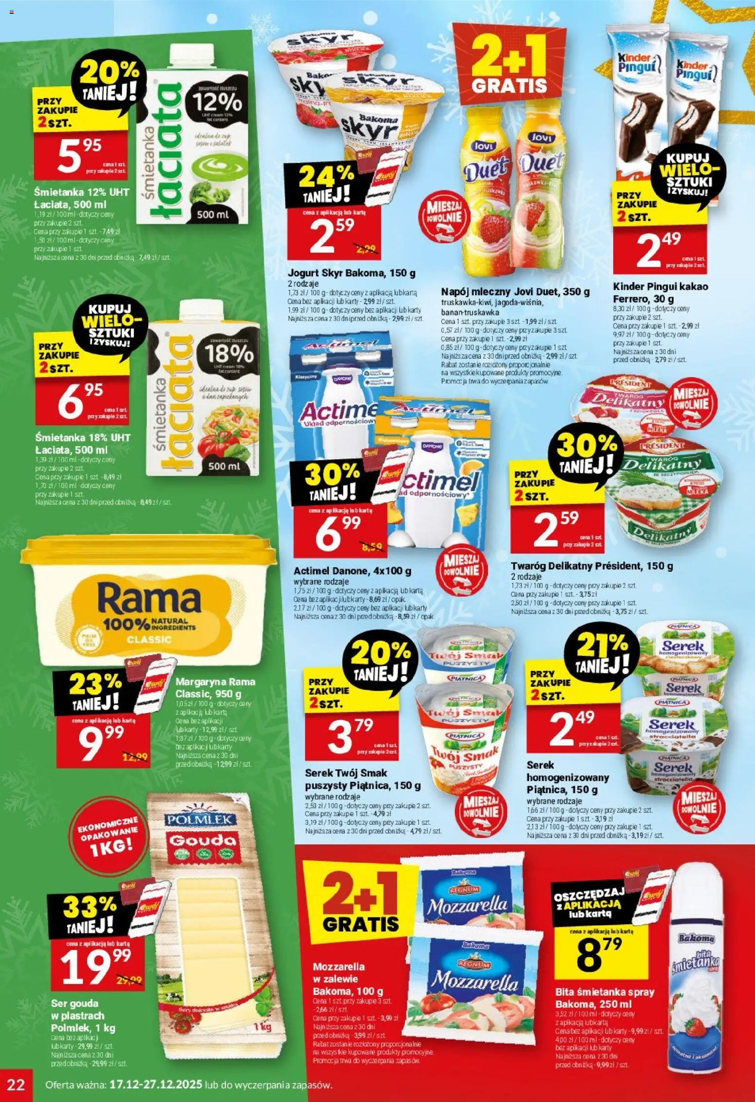 Twój Market Gazetka od 17.12.2025 | Strona: 22 | Produkty: Mleka, Margaryna, Ser, Mozzarella