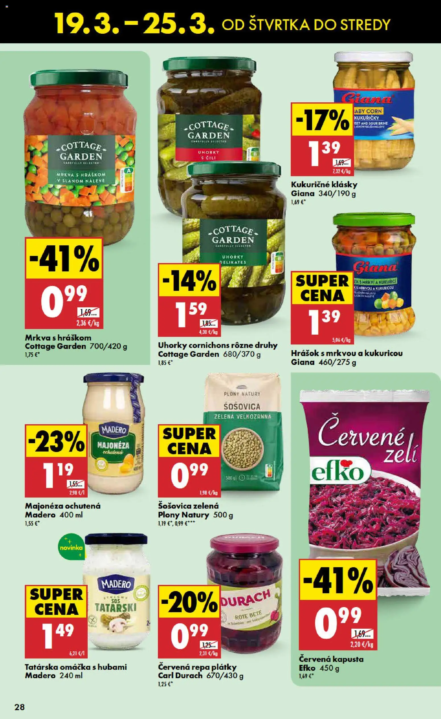 Nové Biedronka akcie – leták je platný od 19.03.2026 | Strana: 28 | Produkty: Kapusta, Omáčka, Červená repa, Uhorky