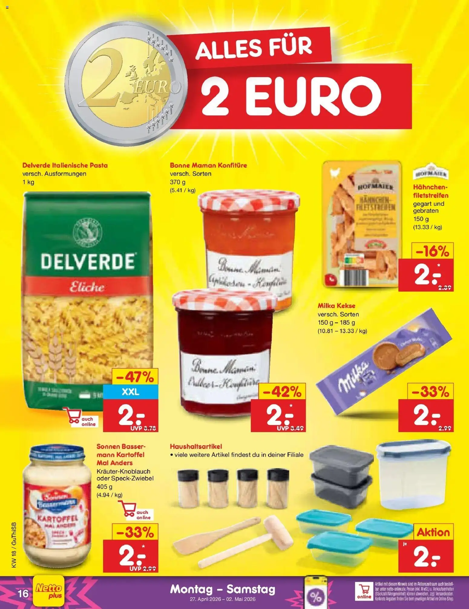 Netto Marken-Discount Prospekt Pirna	 – gültig ab 27.04.2026 | Seite: 18 | Produkte: Milka, Pasta, Kekse, Bonne maman