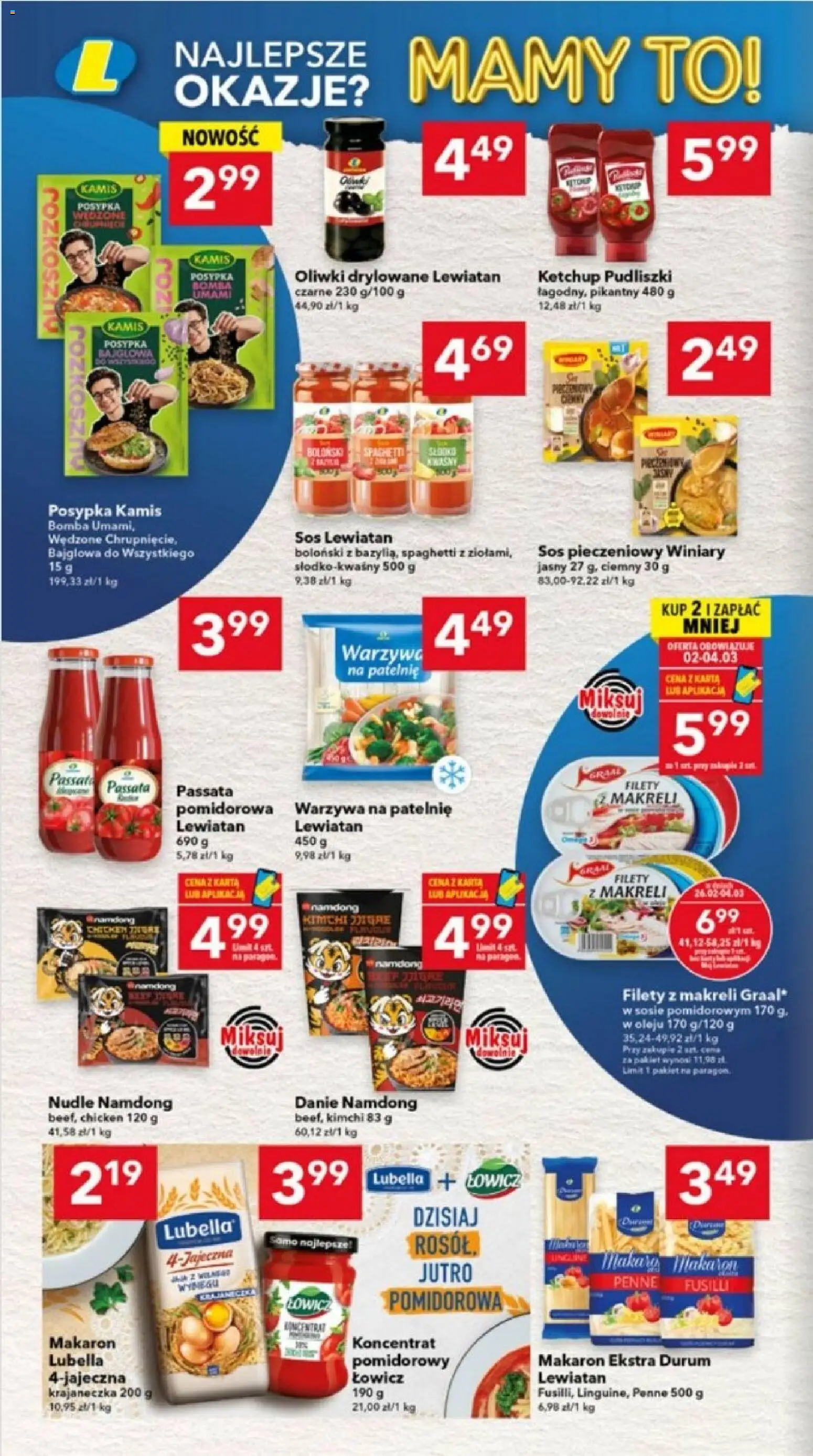 Lewiatan gazetka - Ostrów Wielkopolski od 26.02.2026 | Strona: 4 | Produkty: Penne, Ketchup pudliszki, Patelnie, Makaron