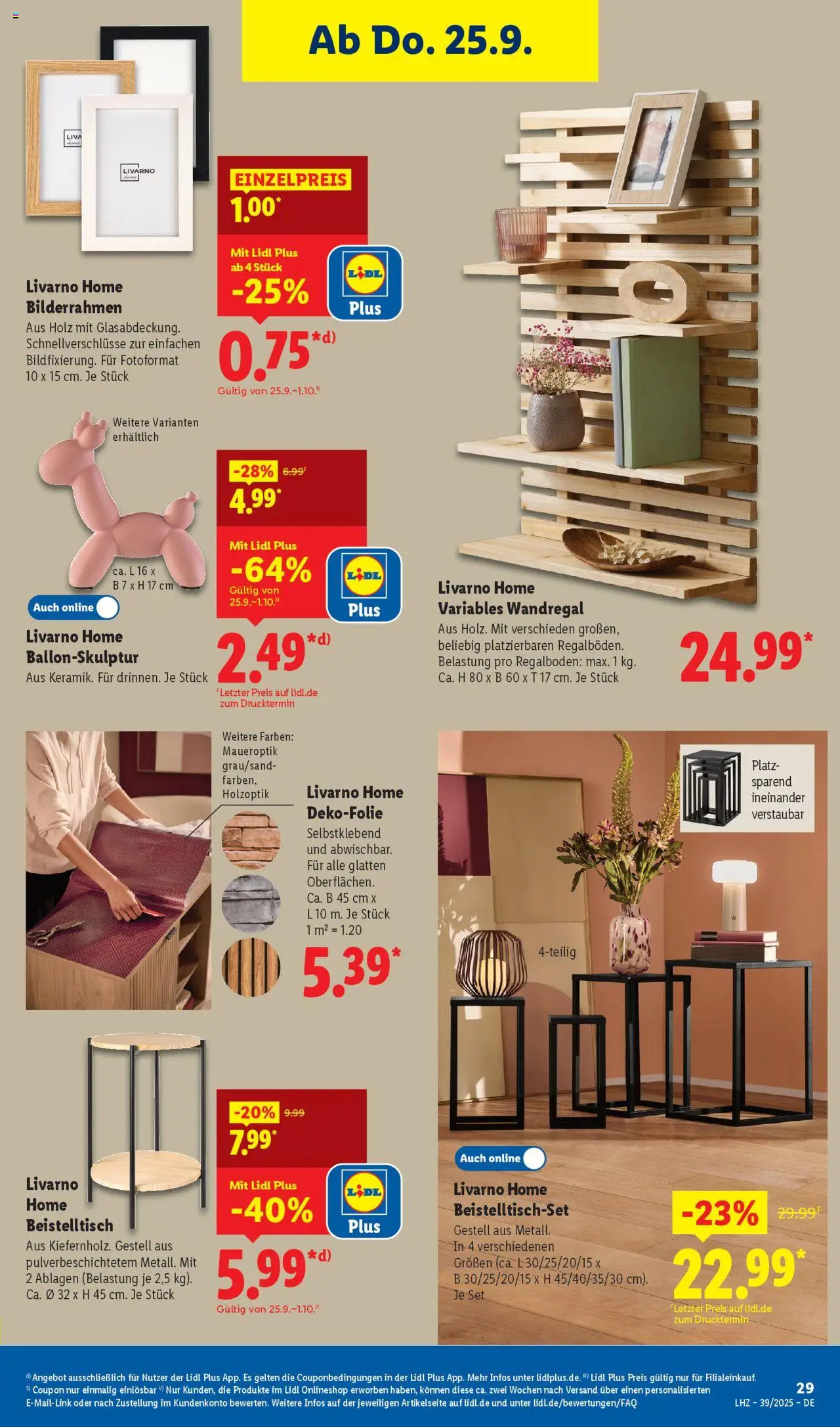 Lidl Prospekt Holzminden – gültig ab 22.09.2025 | Seite: 27 | Produkte: Beistelltisch, Wandregal, Bilderrahmen