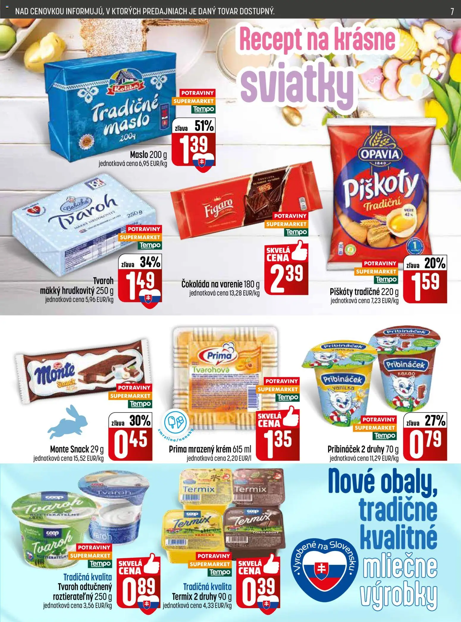 Nové COOP Jednota akcie – leták je platný od 31.03.2026 | Strana: 7 | Produkty: Maslo, Čokoláda, Krém, Tvaroh