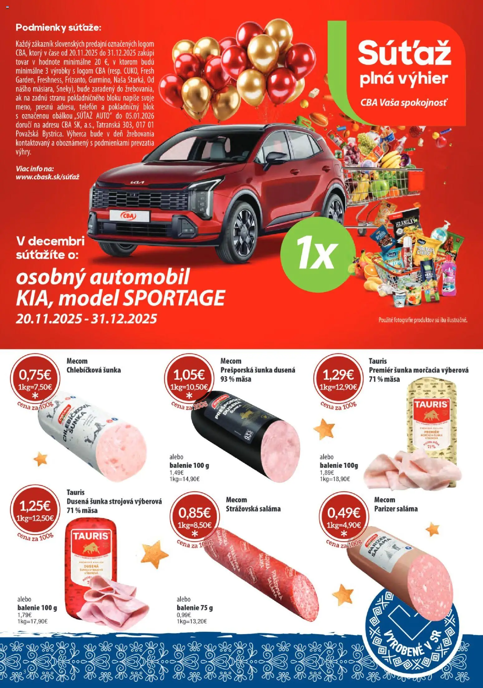 Nové Sintra akcie – leták je platný od 15.12.2025 | Strana: 3 | Produkty: Telefón, Saláma, Šunka