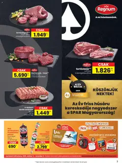 Spar Akciós újság - amely érvényes a következő dátumtól: 24.10.2025 | Oldal: 7 | Termékek: Sertéstarja, Tarja, Sertéshús, Téliszalámi