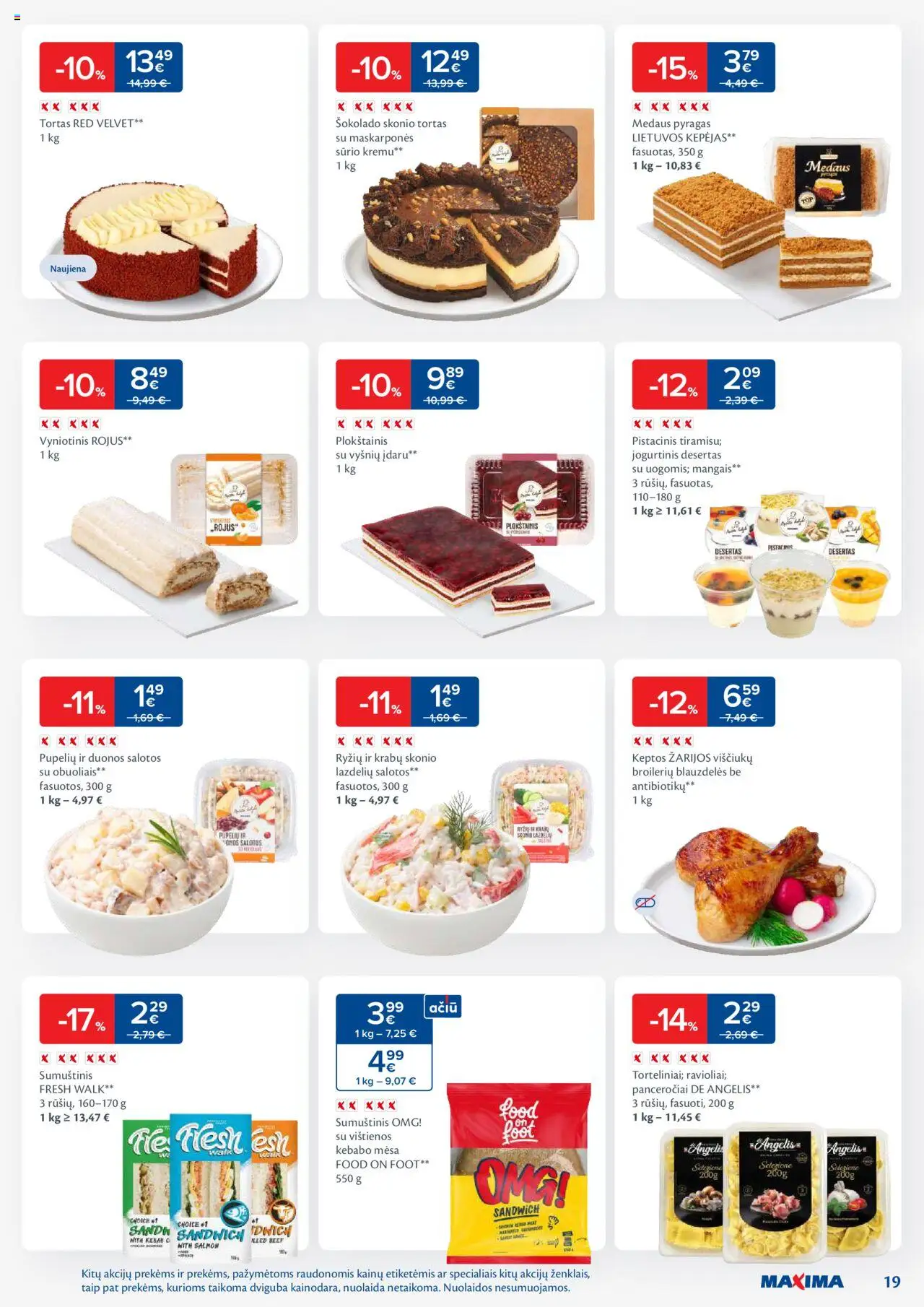 MAXIMA akcijos nuo 09.09.2025 | Puslapis: 19 | Prekių: Salotos, Tortas, Plokštainis, Viščiukų