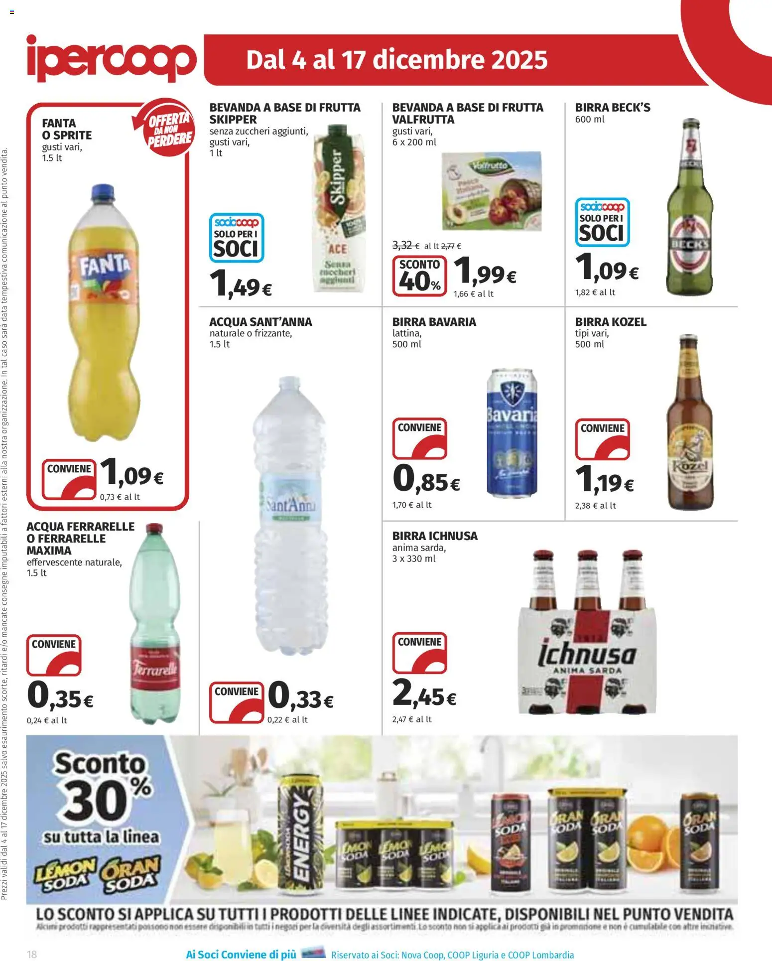Volantino Ipercoop del 04.12.2025 | Pagina: 18 | Prodotti: Frutta, Data, Fanta, Ferrarelle