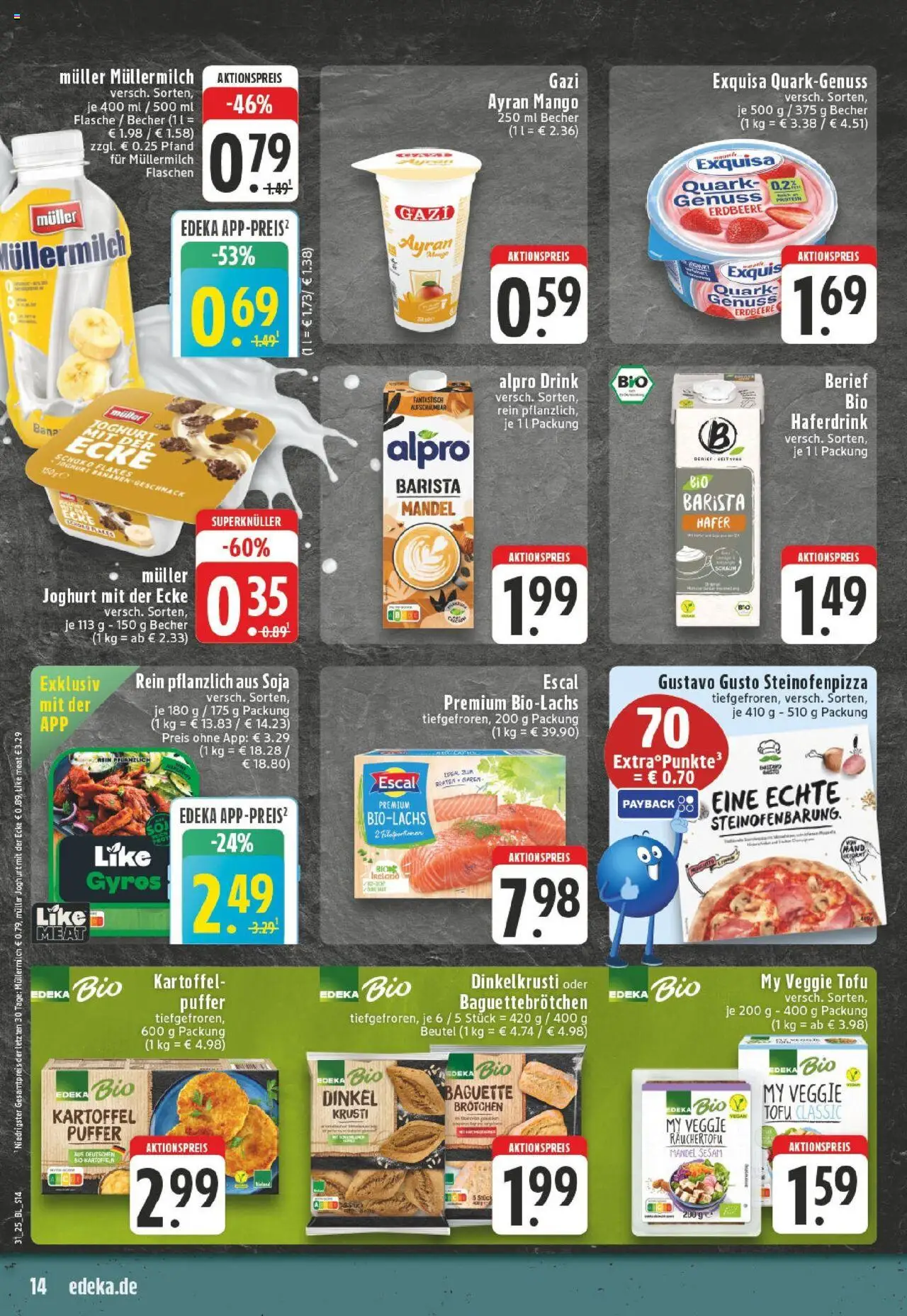Edeka prospekt Bergheim	 - gültig ab dem 27.07.2025 | Seite: 14 | Produkte: Gustavo gusto, Baguette, Haferdrink, Müllermilch