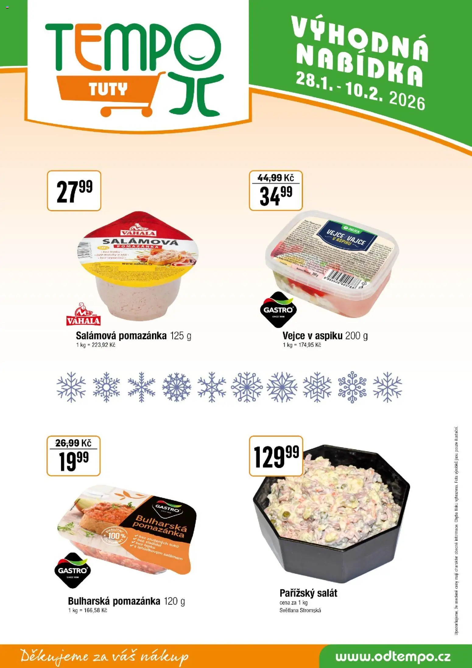 Tempo leták - Tuty od 28.01.2026 | Strana: 11 | Produkty: Vejce, Salát, Pomazánka, Vejce v aspiku