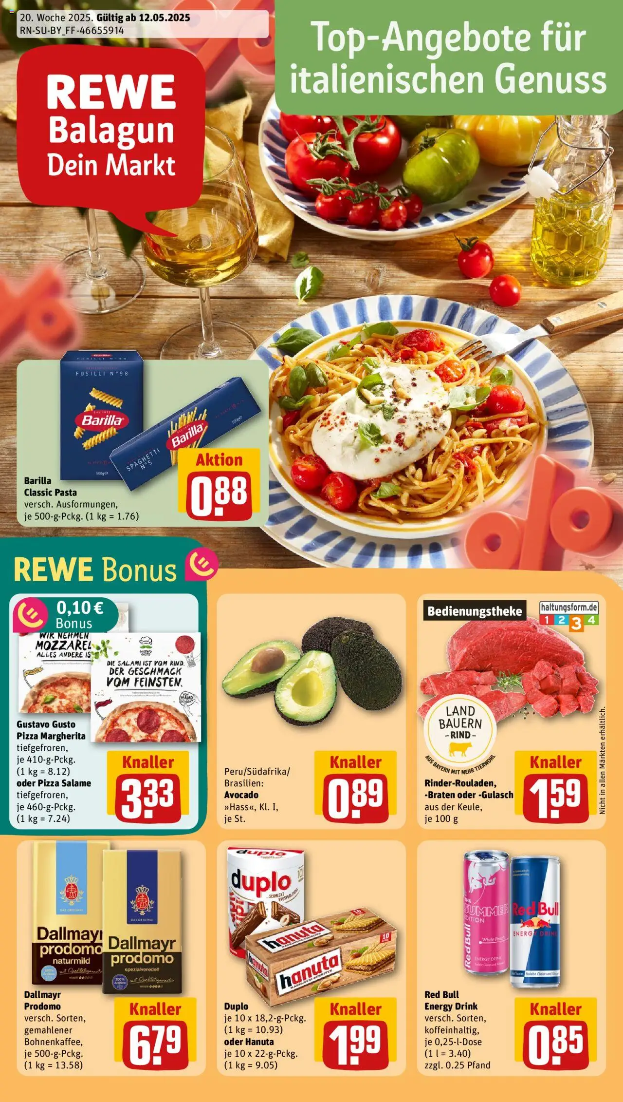 Rewe DE folder vanaf 12-05-2025 || NIEUWE | Pagina: 1 | Producten: Avocado, Pizza, Pasta, Red Bull