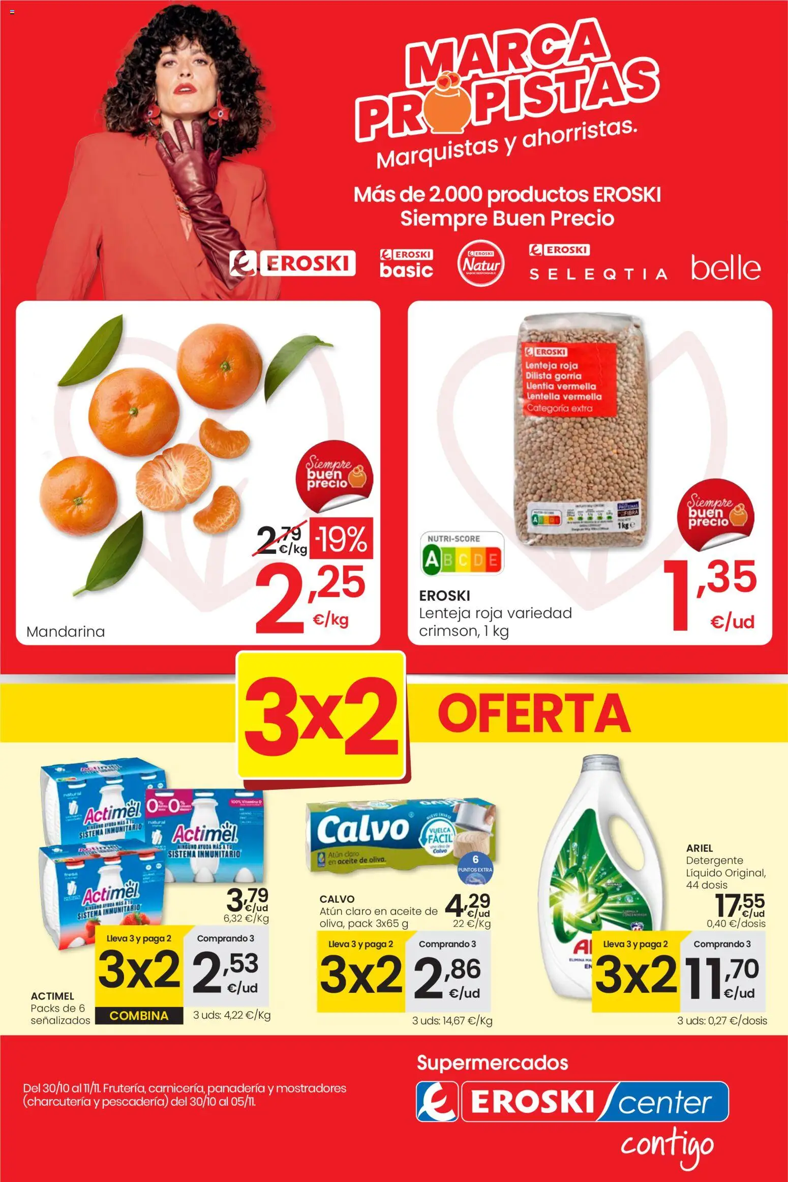 Eroski - Center │ válido desde el 30.10.2025 | Página: 1 | Productos: Aceite, Té, Panadería, Atún claro