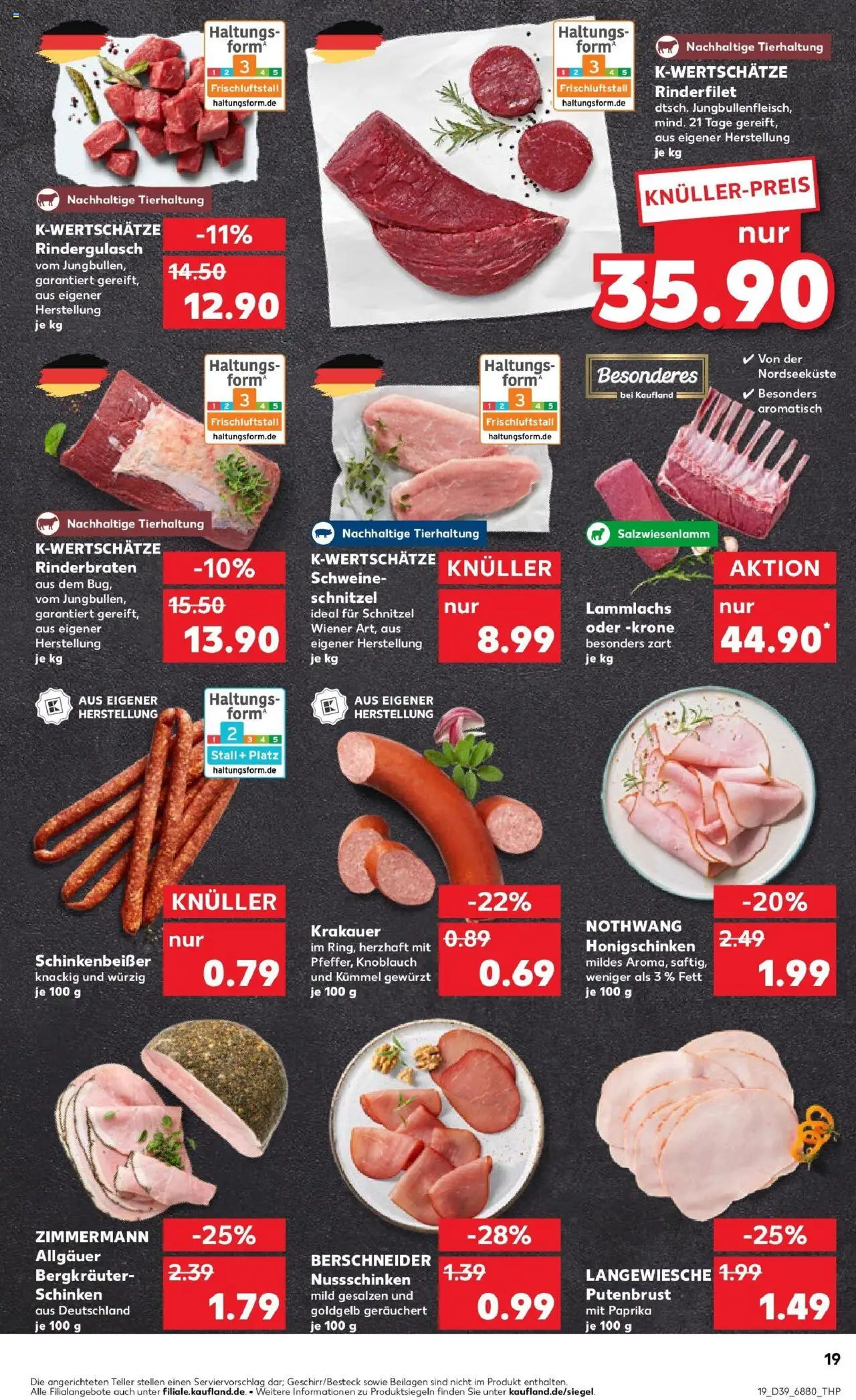 Kaufland prospekt Neunkirchen	 – gültig ab 25.09.2025 | Seite: 19 | Produkte: Rinderbraten, Rinderfilet, Schnitzel, Schinken